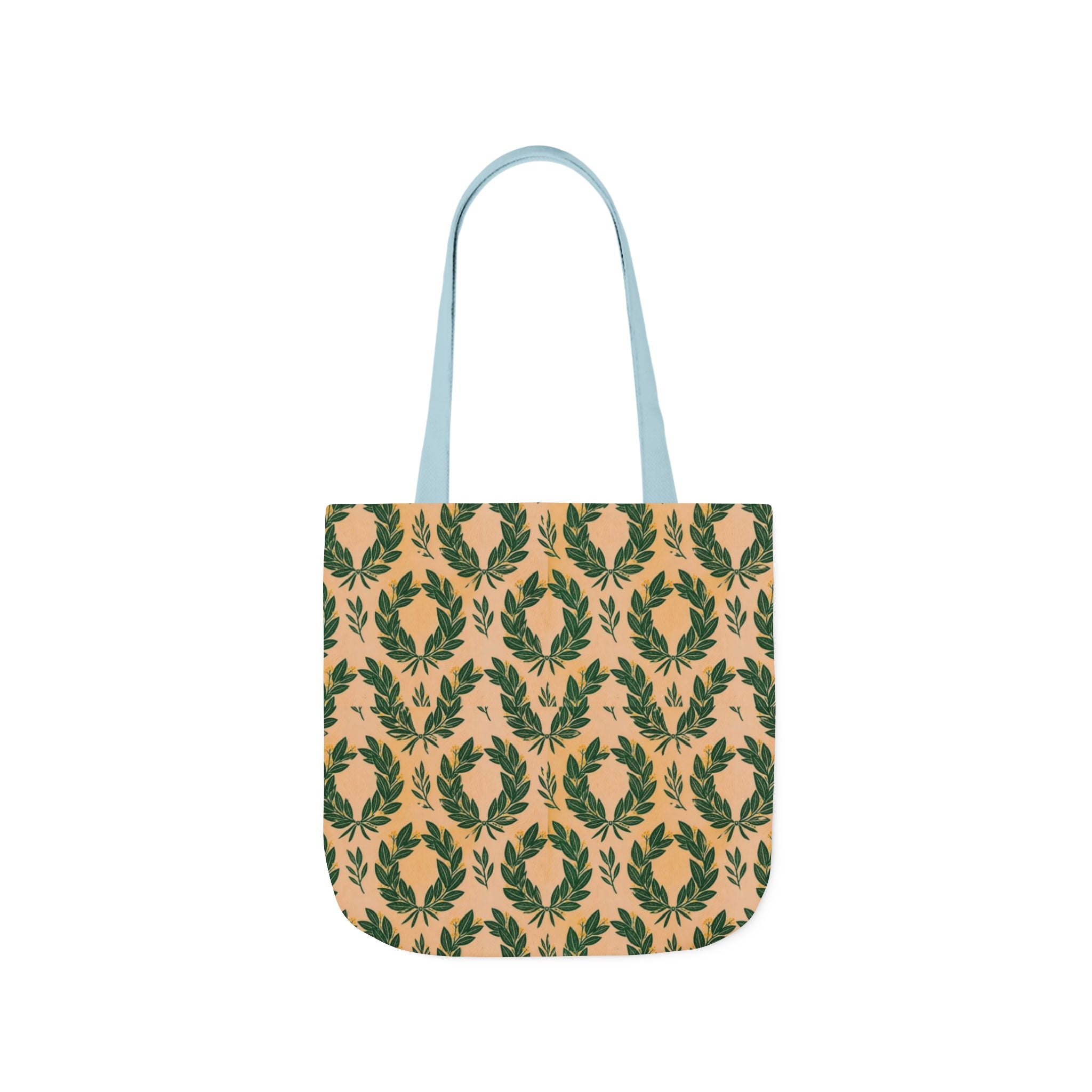 Bay Laurel Wreath Canvas Tote Bag Mediterranean Kitchen Linocut Design Italian Cottagecore Gift