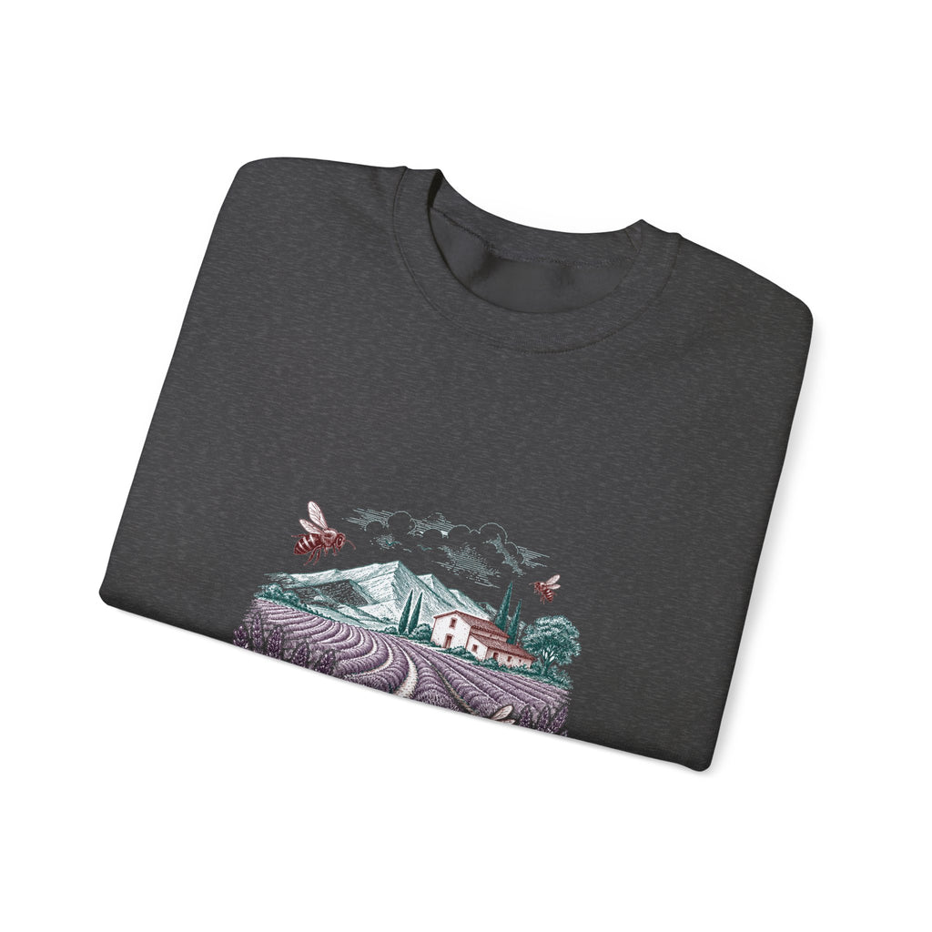 Matching Couple Sweatshirt - Lavender Fields & Canyon Matching Couple Crewneck Sweatshirt Hand-Drawn Art His Hers Best Friend Gift - Design A