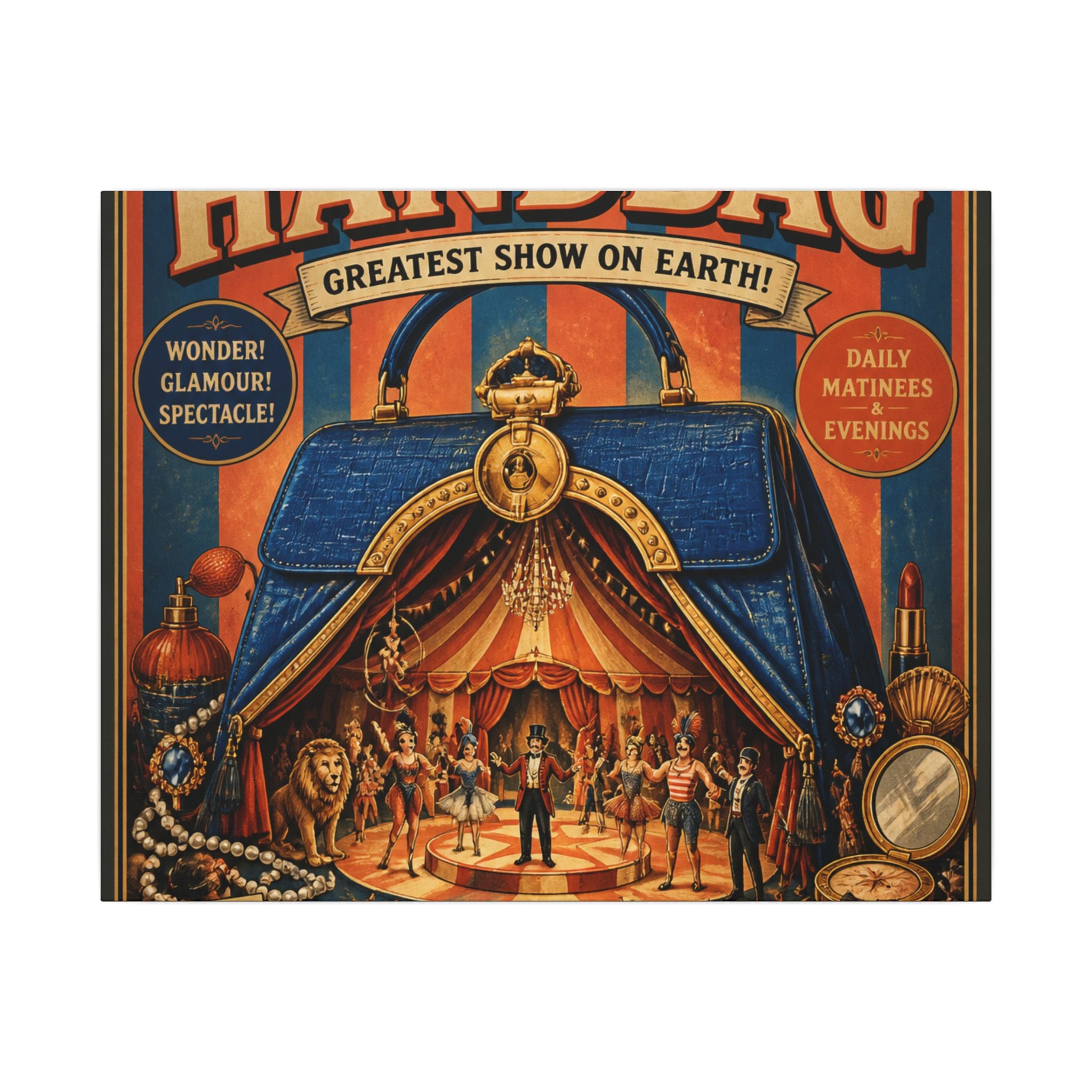 Handbag Big Top Wall Art Canvas 16×20 Vintage Circus Kitchen Decor Maximalist Print