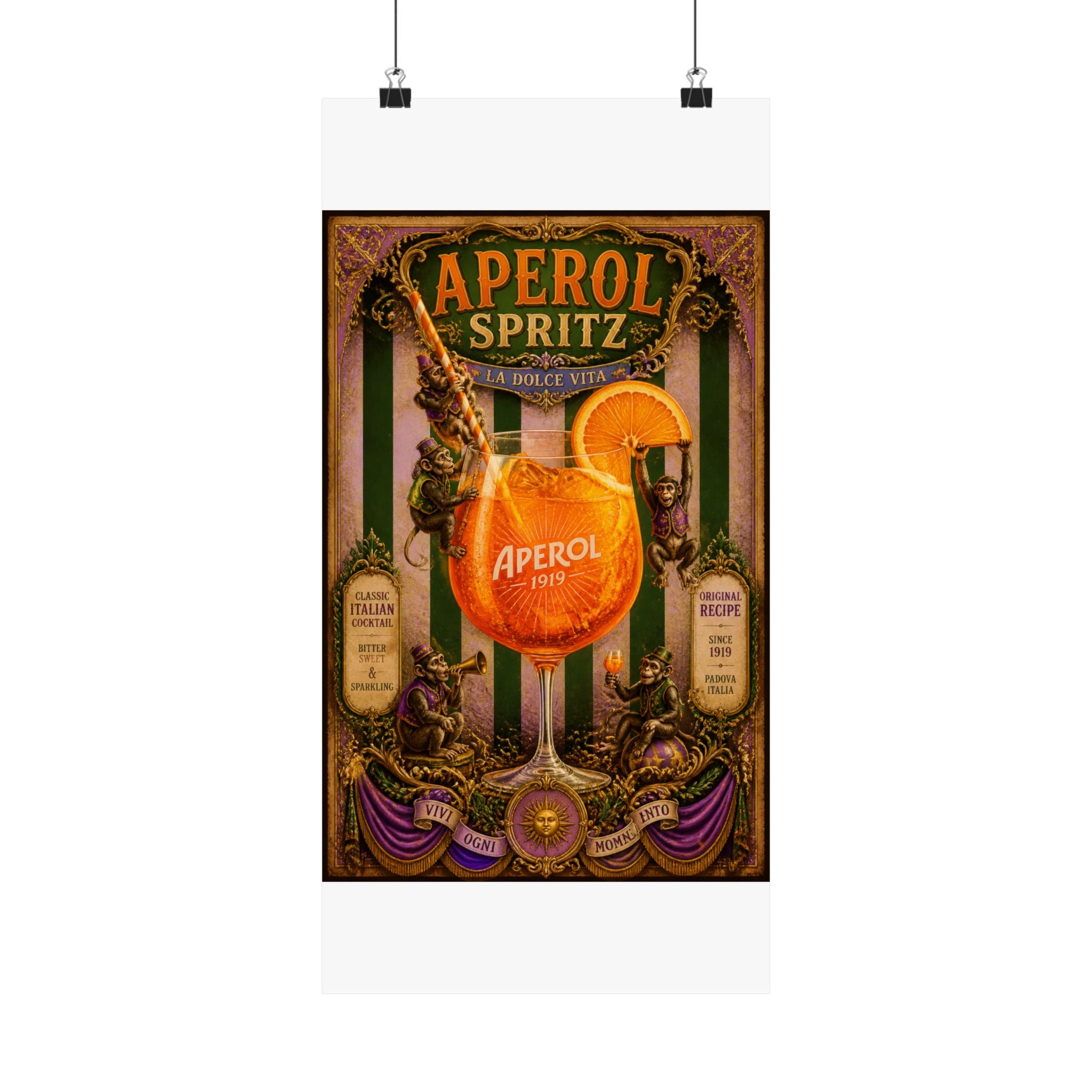 Aperol Spritz Monkeys Wall Art Poster 18×24 Baroque Home Office Decor Maximalist Print