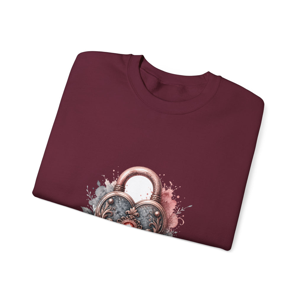 Matching Couple Sweatshirt - Key & Lock Matching Couple Comfort Colors Crew Watercolor Art His Hers Birthday Gift - Design B