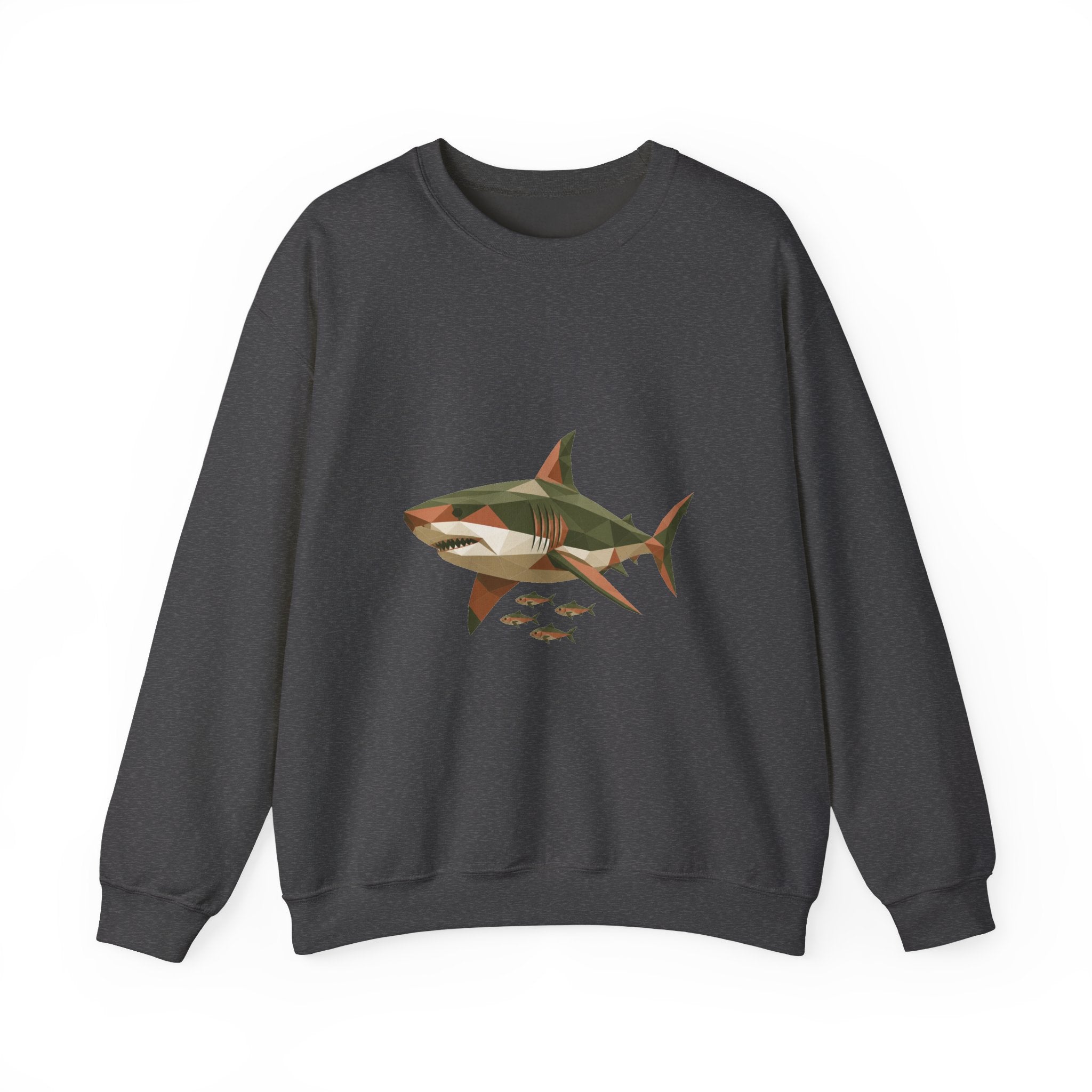 Matching Couple Sweatshirt - Shark & Dolphin Matching Couple Crewneck Sweatshirt Geometric Art His Hers Couple Gift - Design A