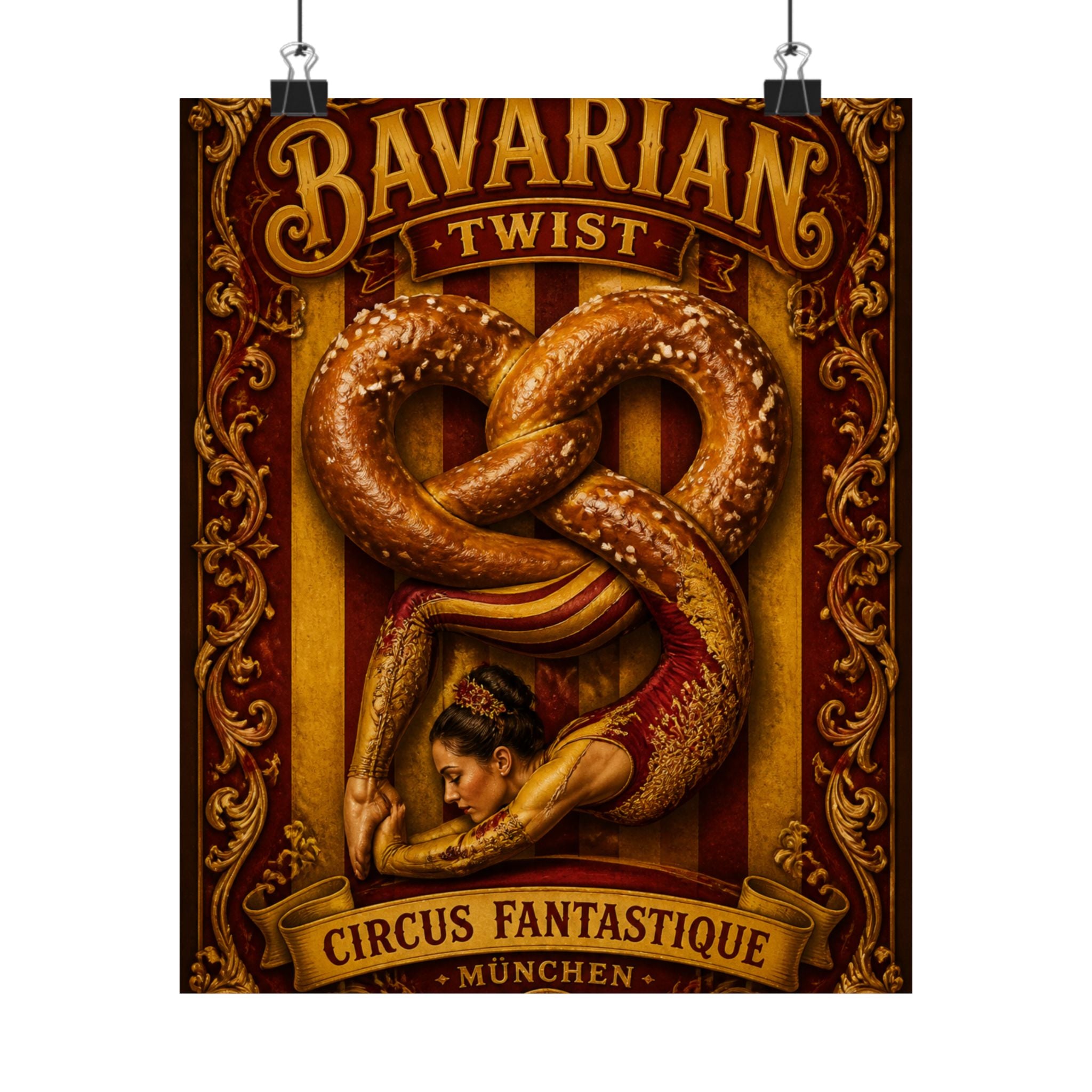 Pretzel Contortionist Wall Art Poster 18×24 Baroque Home Office Decor Maximalist Print