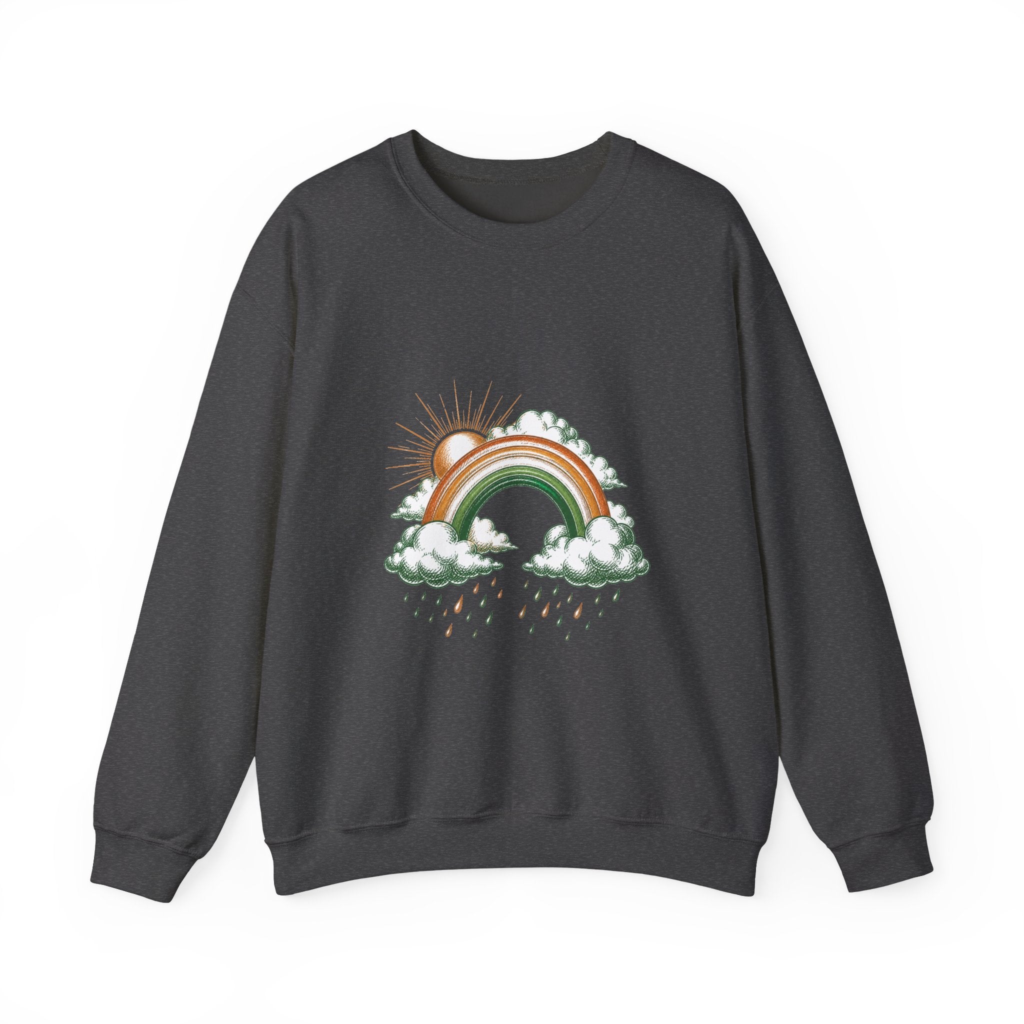 Matching Couple Sweatshirt - Storm & Rainbow Matching Couple Premium Fleece Sweatshirt Hand-Drawn Art His Hers Anniversary Gift - Design B