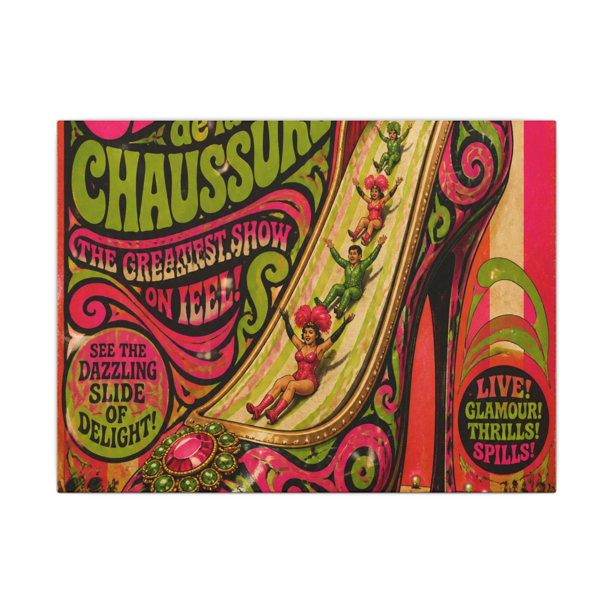 High Heel Slide Wall Art Canvas 24×36 Psychedelic Dining Room Decor Maximalist Print