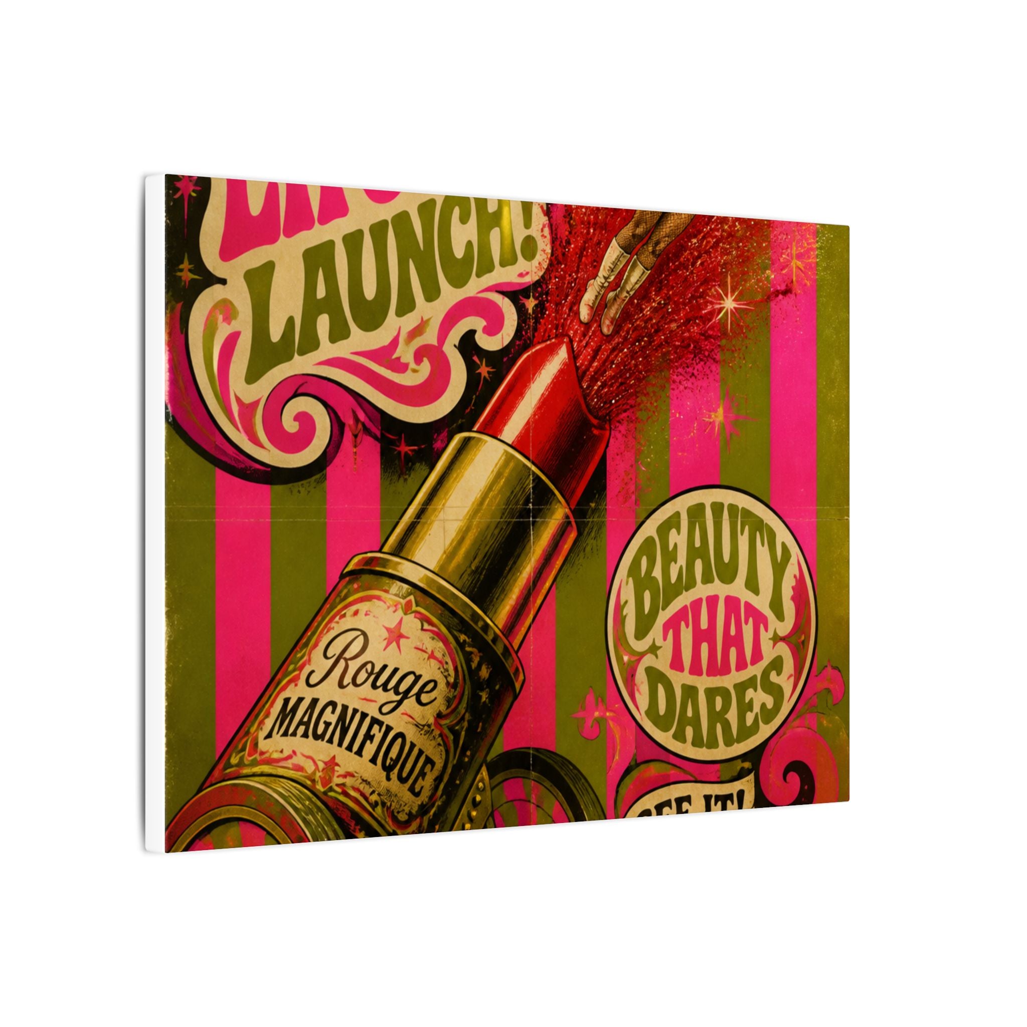 Lipstick Cannon Wall Art Canvas 16×20 Psychedelic Cafe Decor Maximalist Print