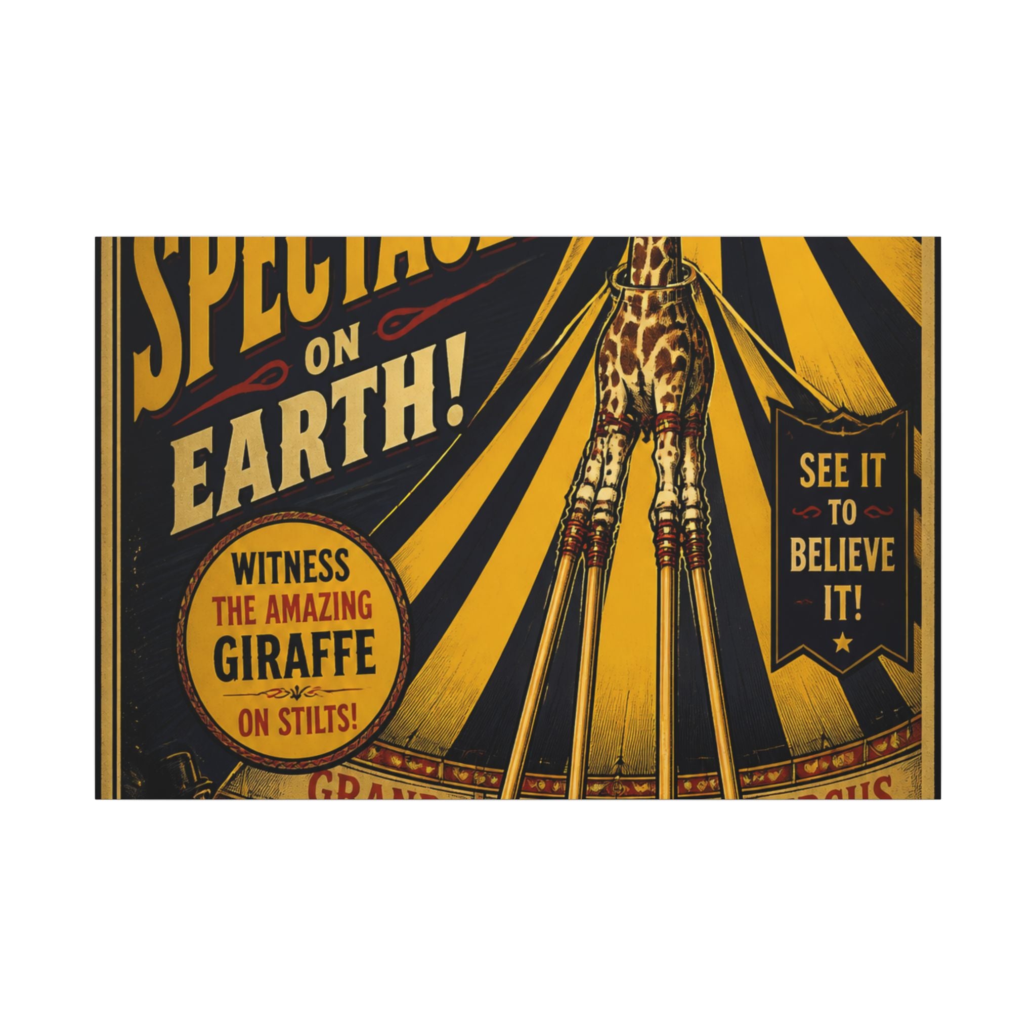 Giraffe on Stilts Wall Art Canvas 16×20 Vintage Circus Kitchen Decor Maximalist Print