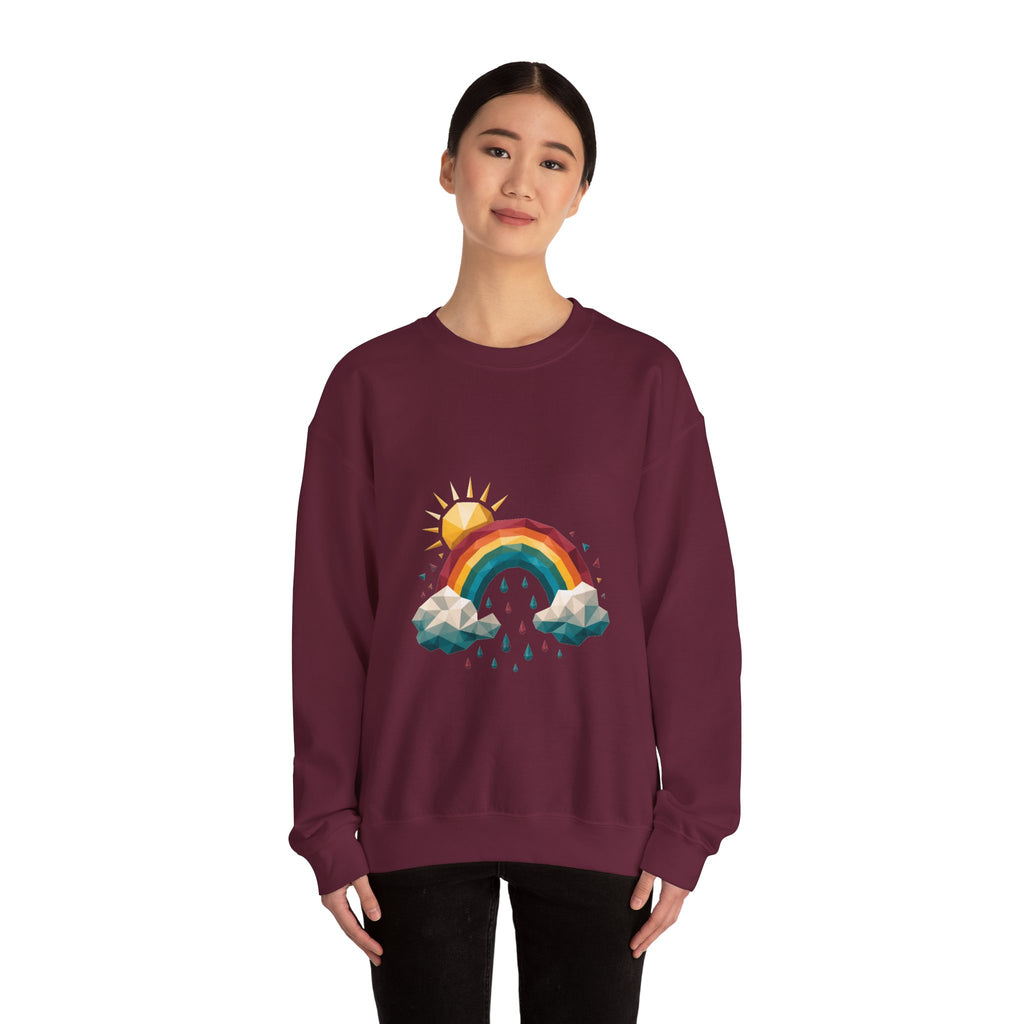 Matching Couple Sweatshirt - Storm & Rainbow Matching Couple Crewneck Sweatshirt Geometric Art His Hers Couple Gift - Design B