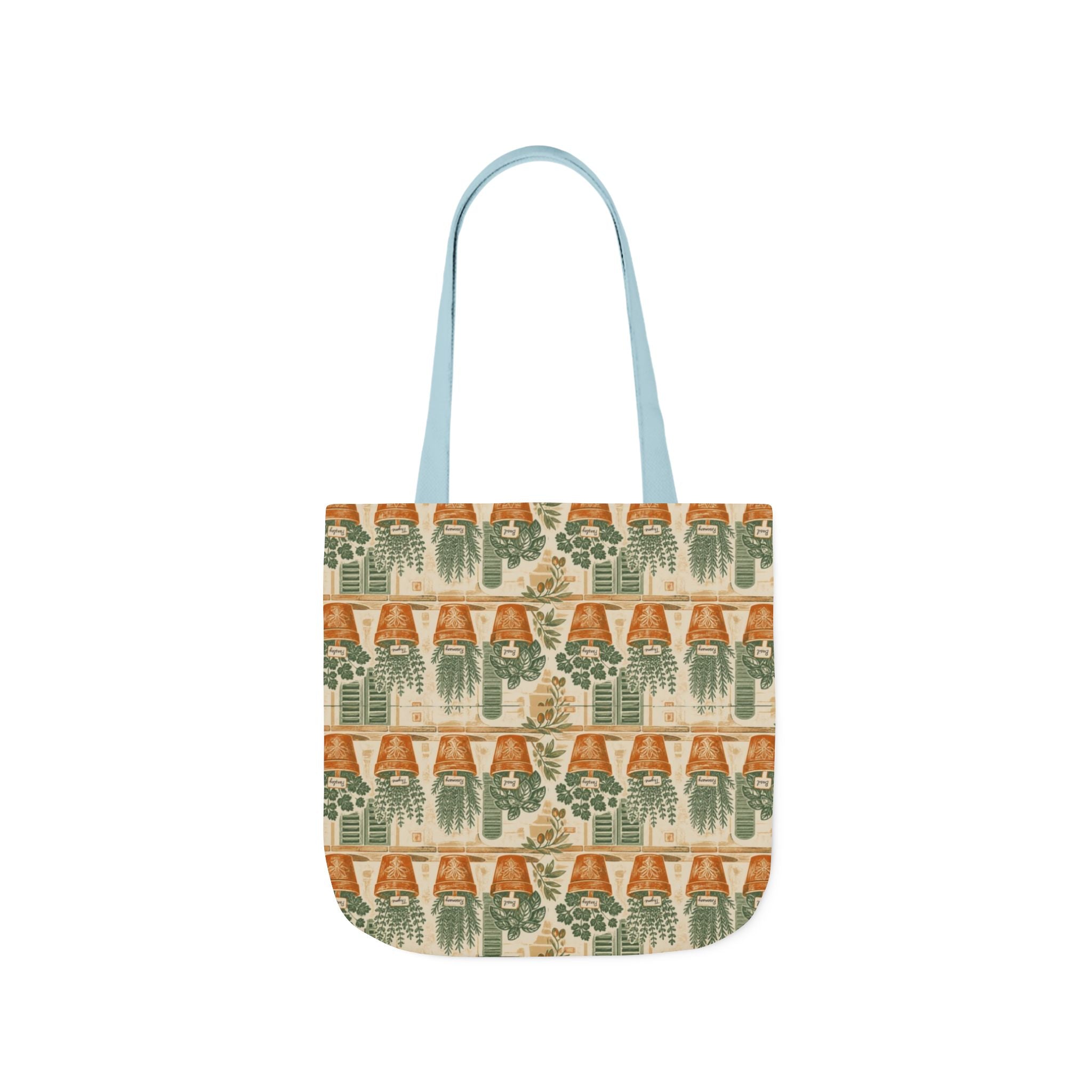 Terracotta Herb Pots Canvas Tote Bag Mediterranean Kitchen Linocut Design Italian Cottagecore Gift