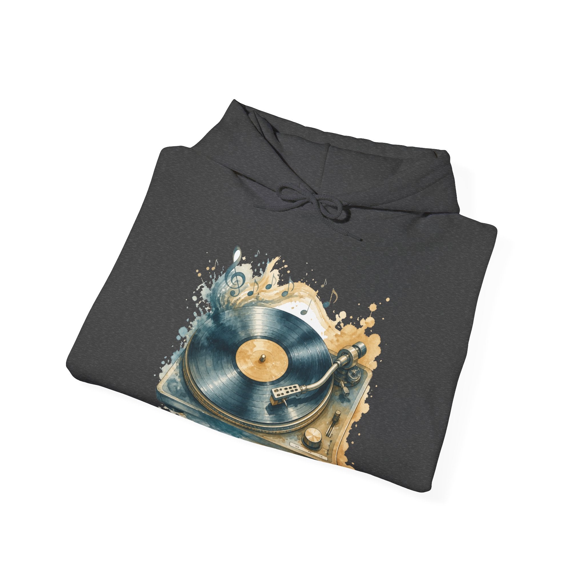 Matching Couple Sweatshirt - Vinyl & Cassette Matching Couple Hooded Sweatshirt Watercolor Art His Hers Engagement Gift - Design A