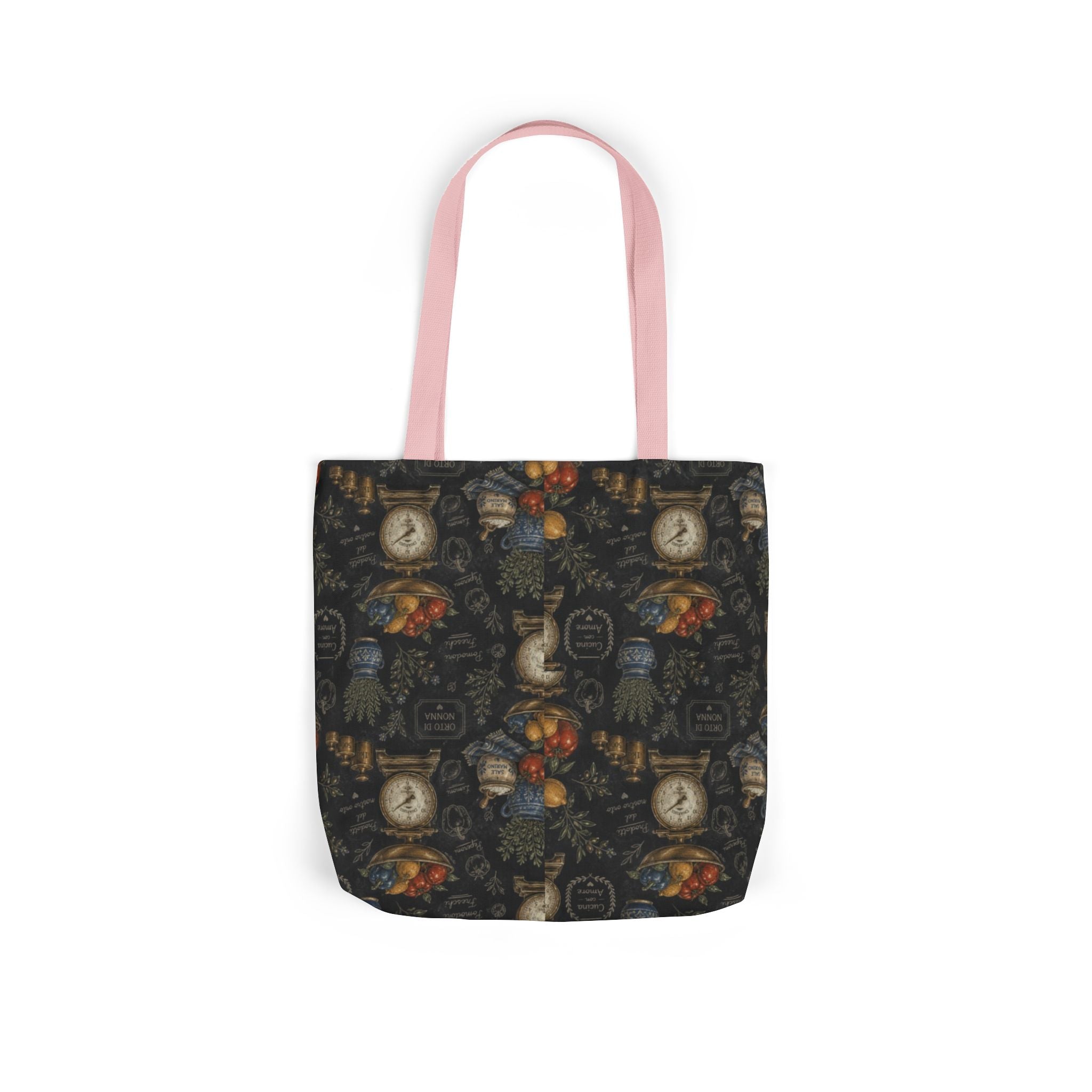Vintage Kitchen Scale Canvas Tote Bag Mediterranean Kitchen Chalk Art Design Italian Cottagecore Gift