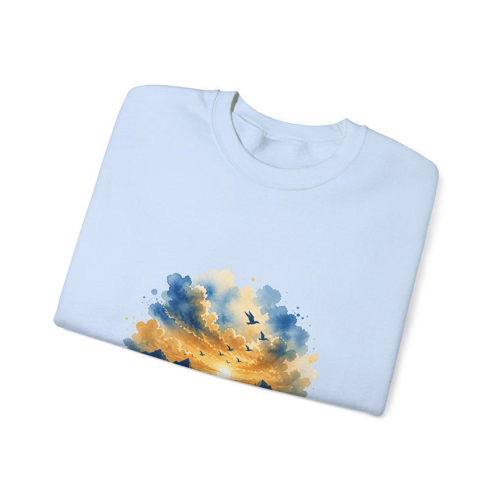 Matching Couple Sweatshirt - Sunrise & Sunset Matching Couple Crewneck Sweatshirt Watercolor Art His Hers Engagement Gift - Design B