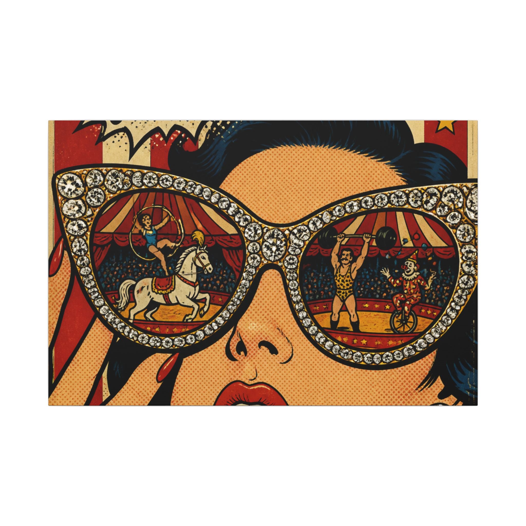 Sunglasses Circus Ring Wall Art Canvas 16×20 Pop Art Living Room Decor Maximalist Print