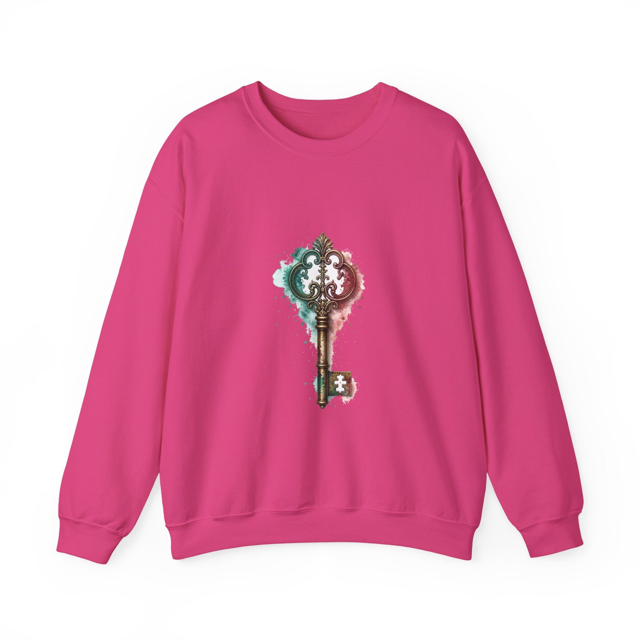 Matching Couple Sweatshirt - Key & Lock Matching Couple Premium Fleece Sweatshirt Watercolor Art His Hers Birthday Gift - Design A