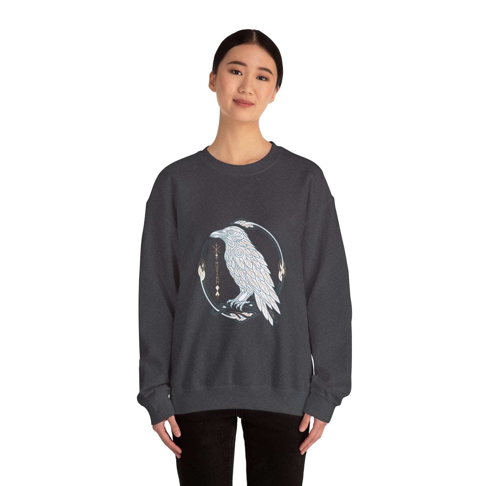 Matching Couple Sweatshirt - Huginn & Muninn Matching Couple Comfort Colors Crew Minimalist Art His Hers Christmas Gift - Design A