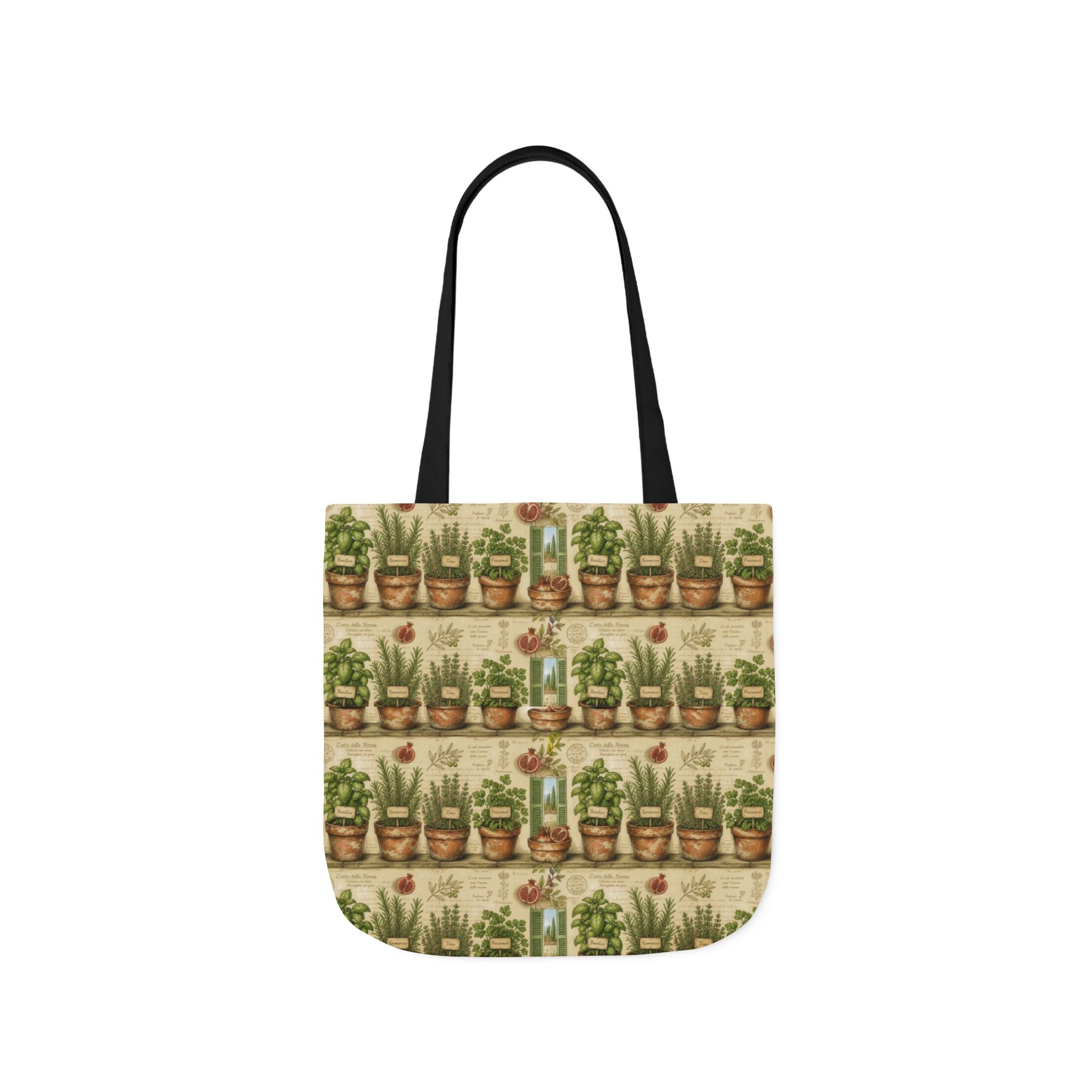 Terracotta Herb Pots Canvas Tote Bag Mediterranean Kitchen Botanical Design Italian Cottagecore Gift