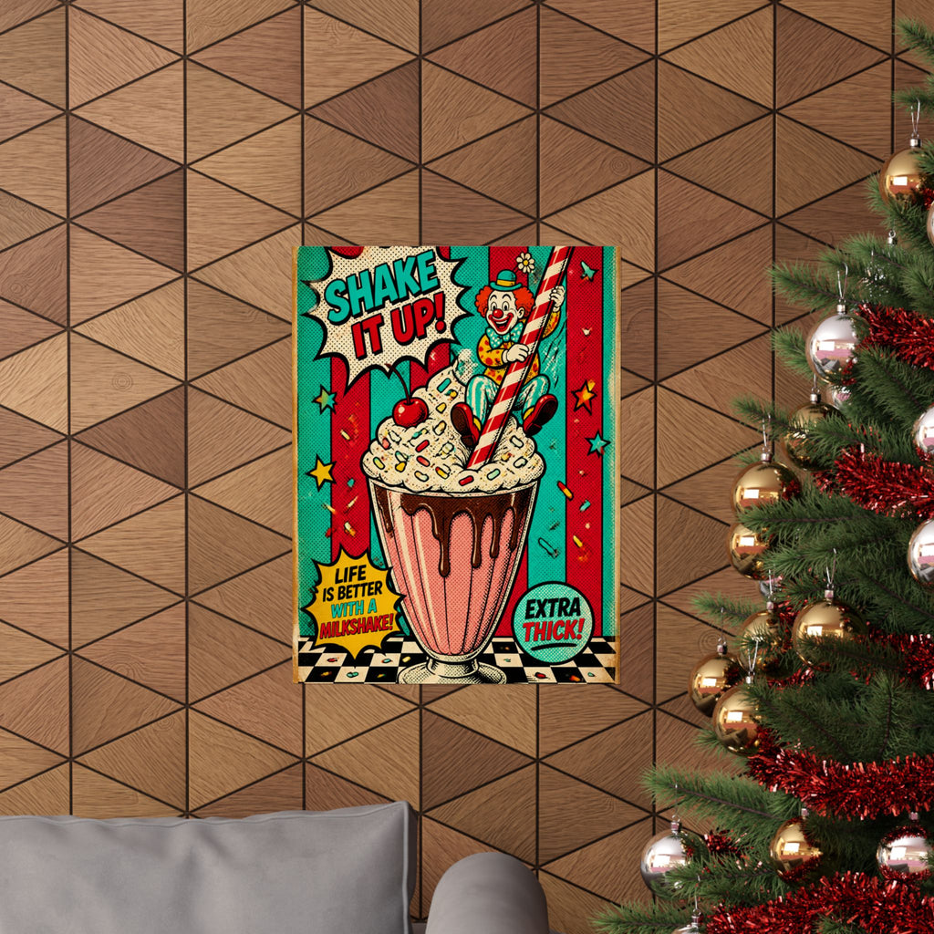 Milkshake Slide Clown Wall Art Poster 18×24 Pop Art Living Room Decor Maximalist Print