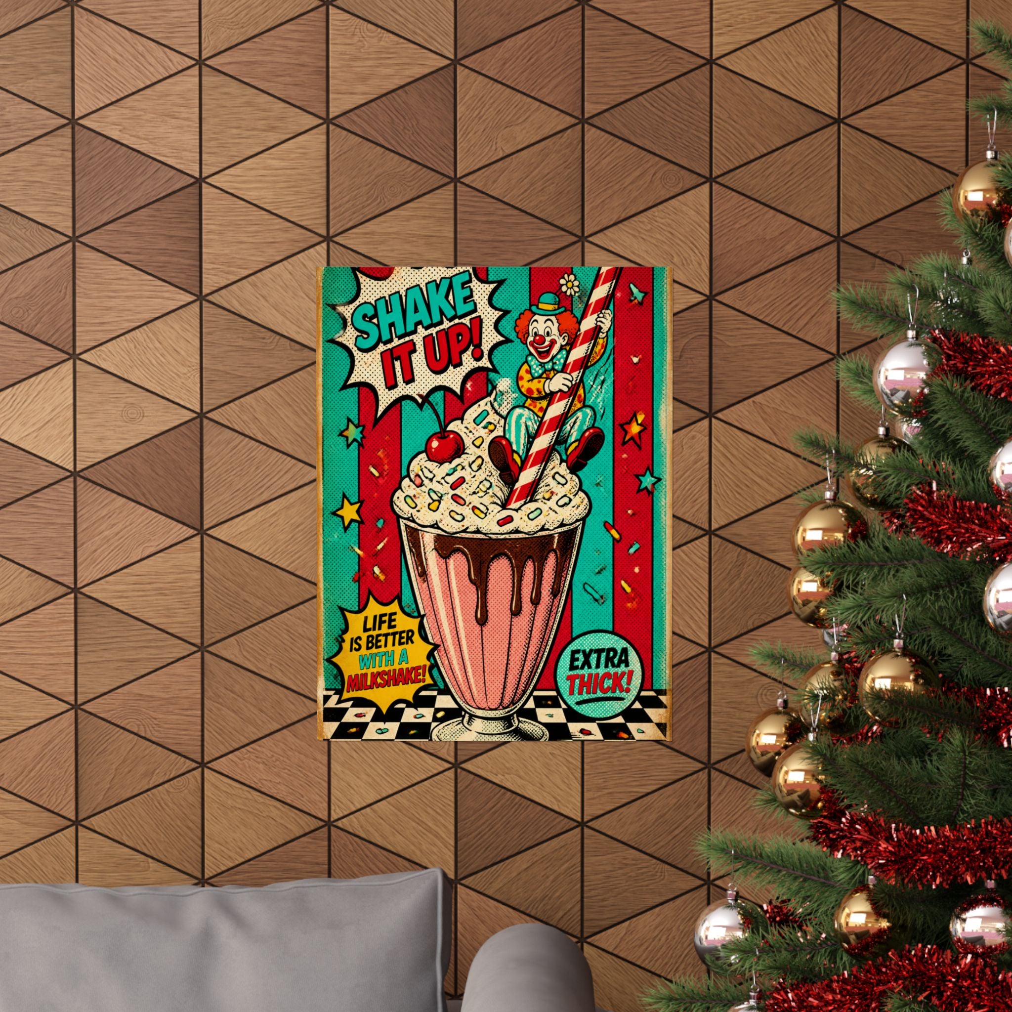 Milkshake Slide Clown Wall Art Poster 18×24 Pop Art Living Room Decor Maximalist Print