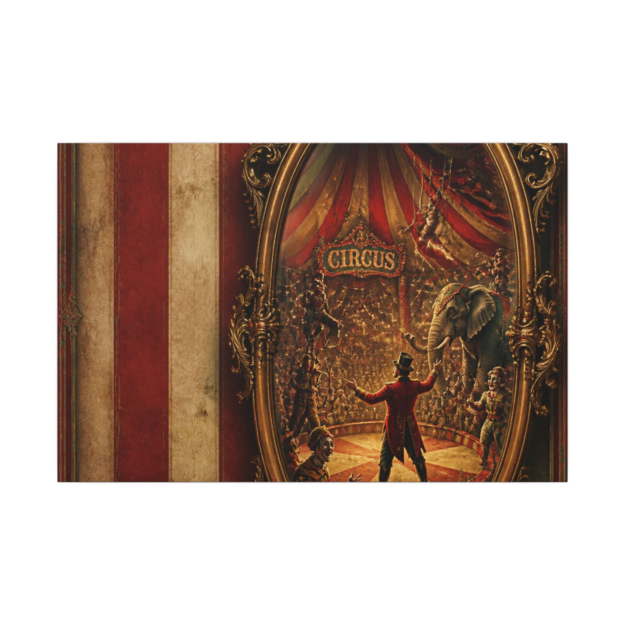 Vintage Mirror Circus Wall Art Canvas 24×36 Baroque Studio Decor Maximalist Print