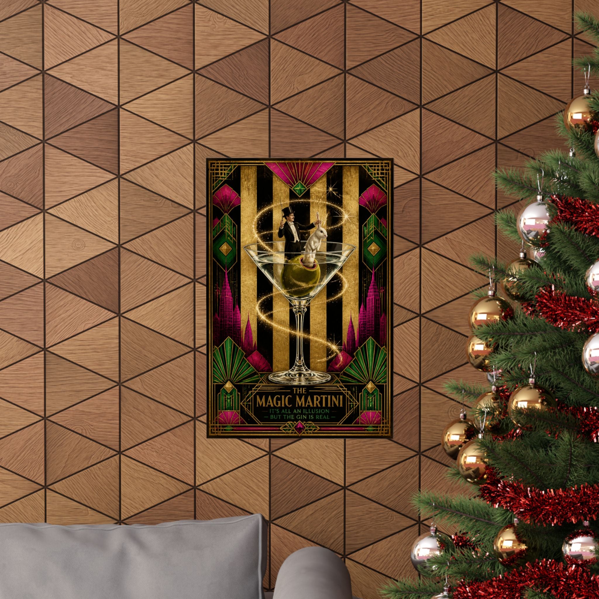 Martini Magician Wall Art Poster 18×24 Art Deco Entryway Decor Maximalist Print