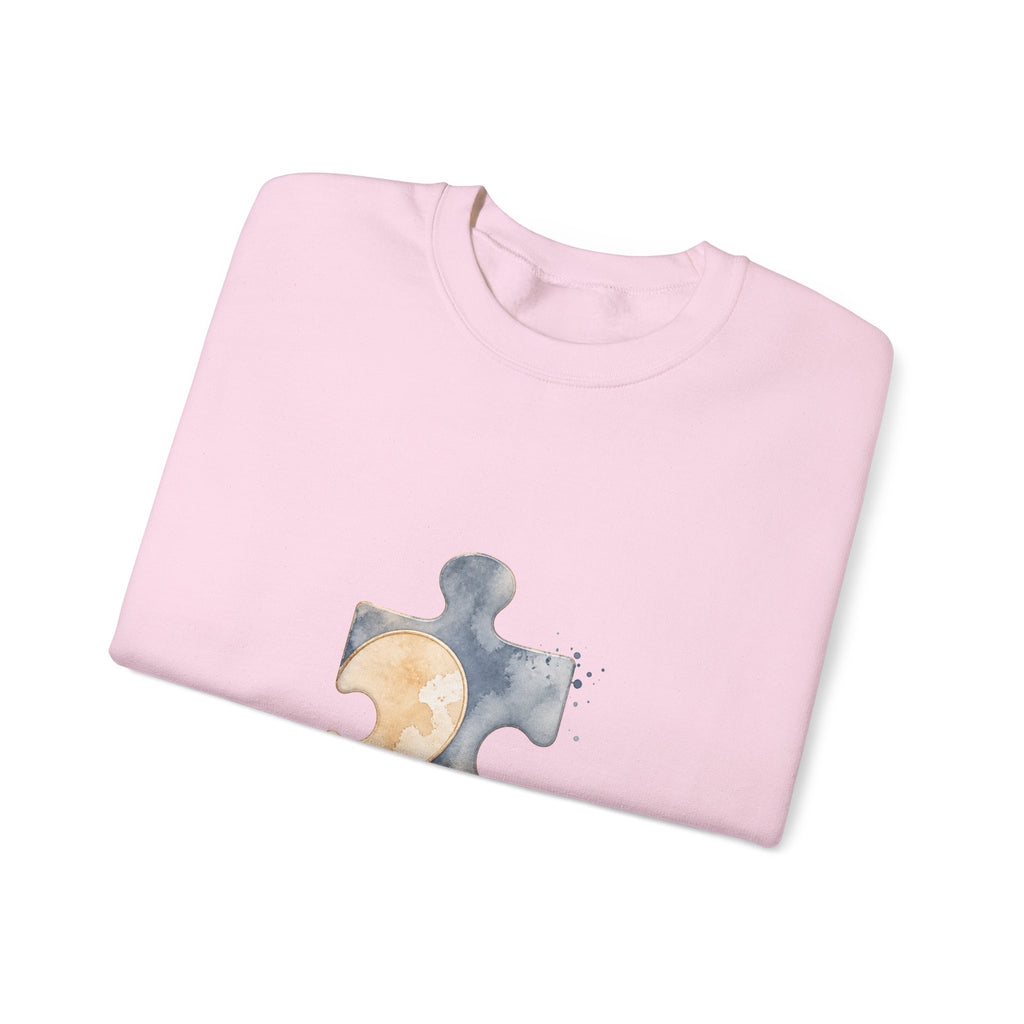 Matching Couple Sweatshirt - Puzzle Pieces Matching Couple Premium Fleece Sweatshirt Watercolor Art His Hers Birthday Gift - Design B