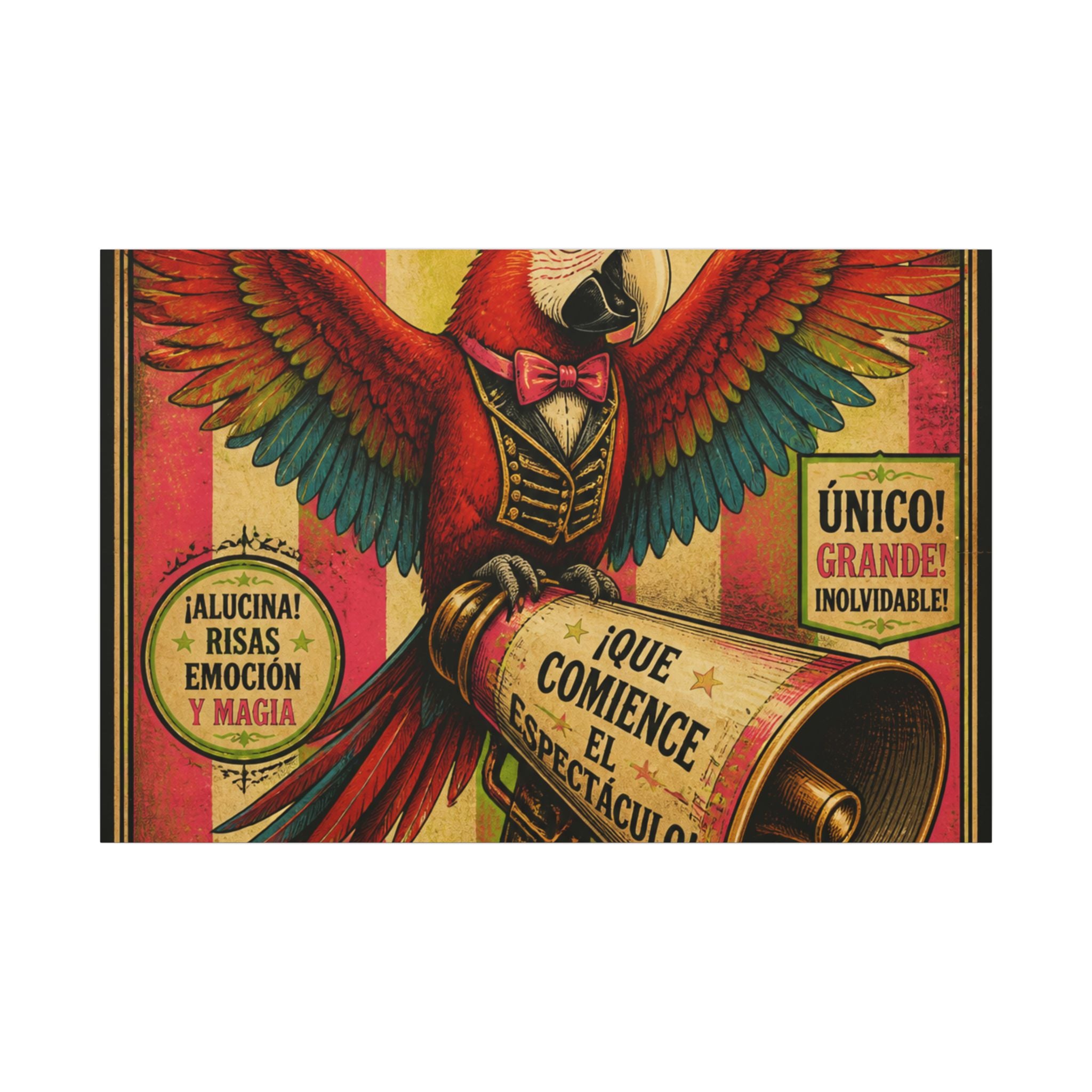 Parrot Ringmaster Wall Art Canvas 16×20 Vintage Circus Kitchen Decor Maximalist Print