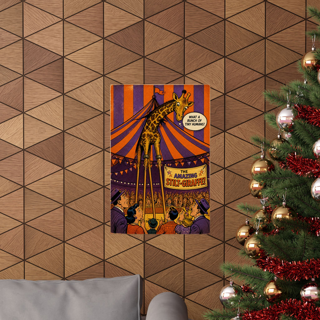 Giraffe on Stilts Wall Art Poster 18×24 Pop Art Living Room Decor Maximalist Print