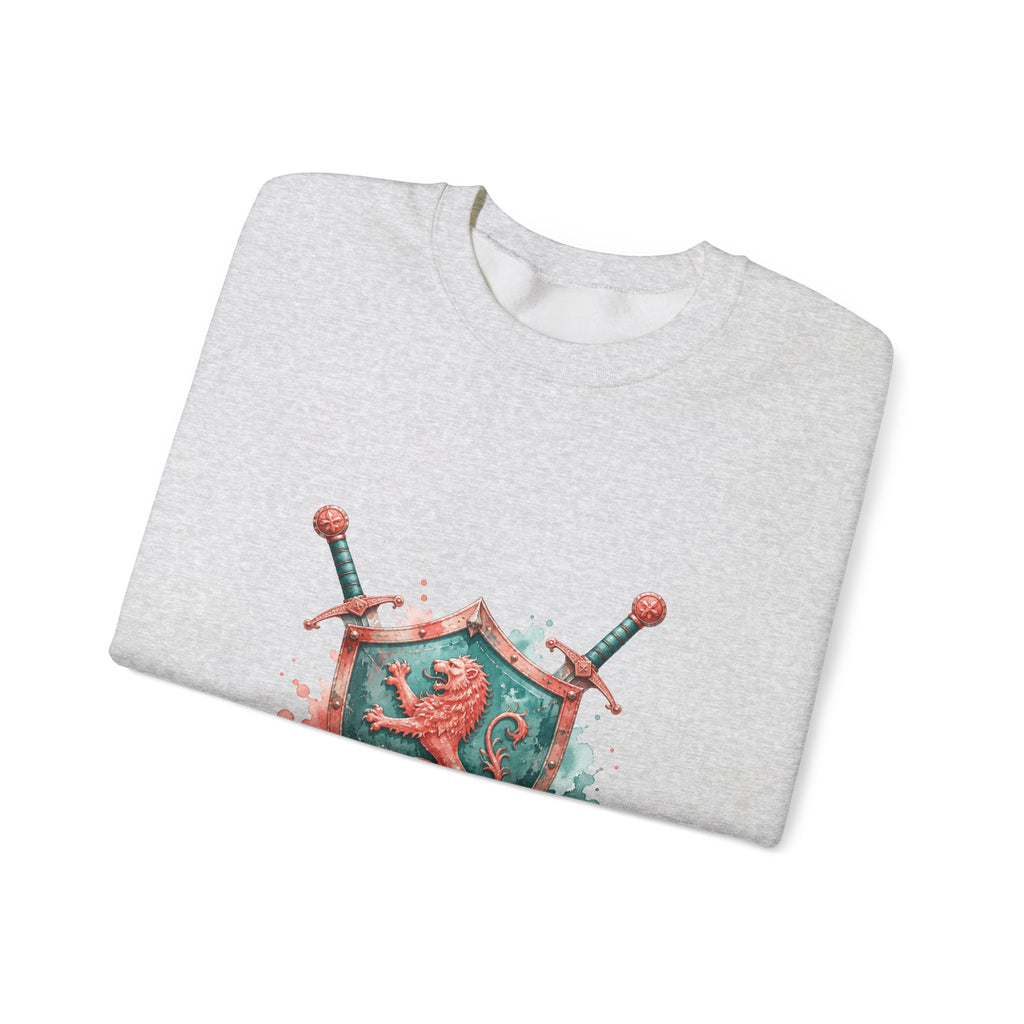 Matching Couple Sweatshirt - Crown & Shield Matching Couple Comfort Colors Crew Watercolor Art His Hers Birthday Gift - Design B