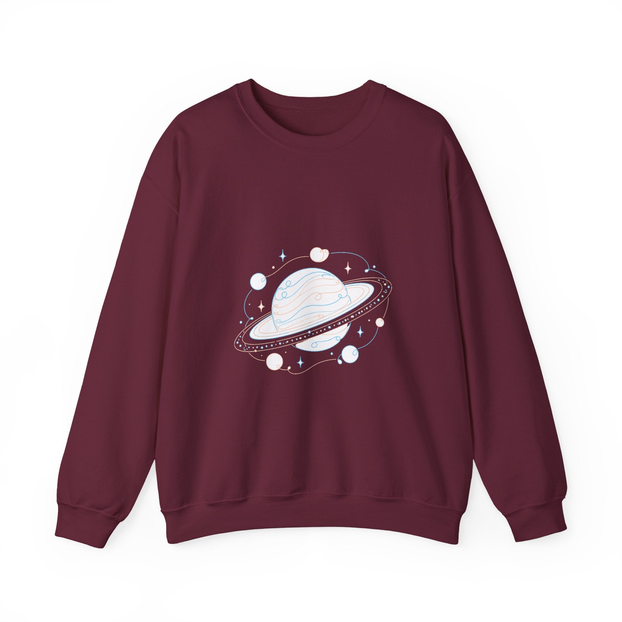 Matching Couple Sweatshirt - Astronaut & Planet Matching Couple Premium Fleece Sweatshirt Minimalist Art His Hers Christmas Gift - Design B