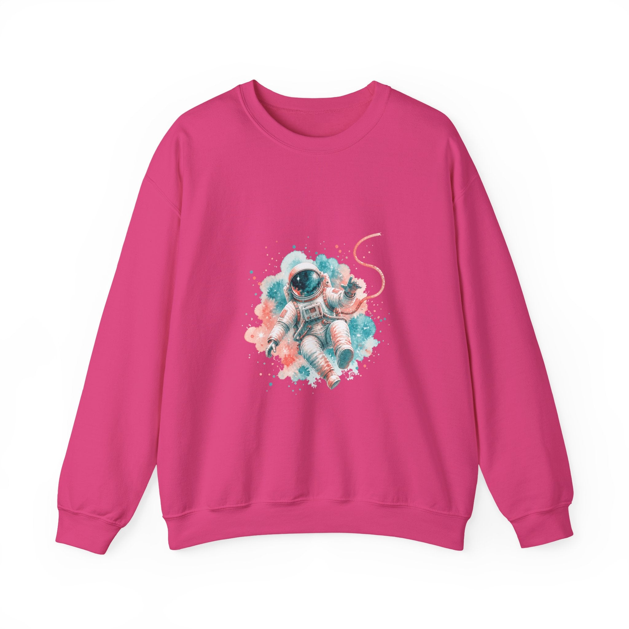 Matching Couple Sweatshirt - Astronaut & Planet Matching Couple Premium Fleece Sweatshirt Watercolor Art His Hers Birthday Gift - Design A