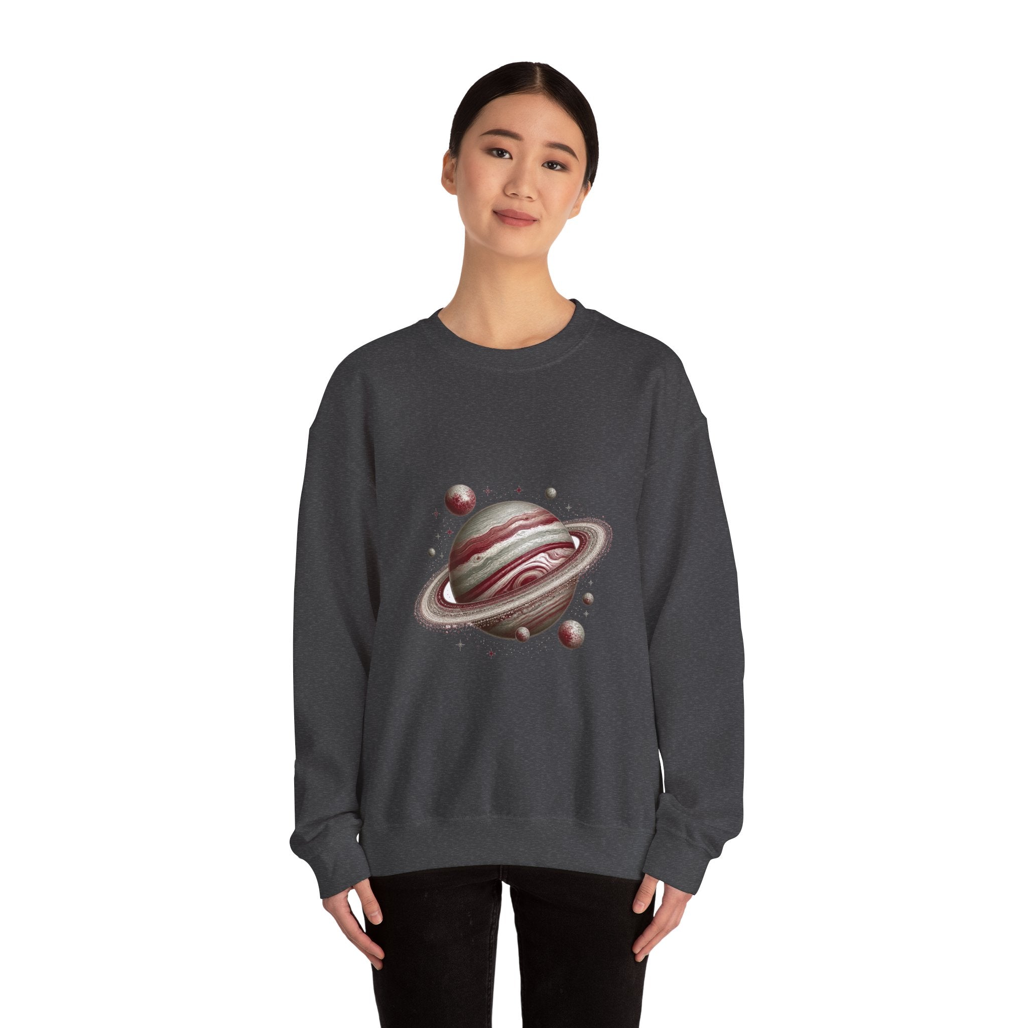 Matching Couple Sweatshirt - Astronaut & Planet Matching Couple Crewneck Sweatshirt Vintage Art His Hers Wedding Gift - Design B