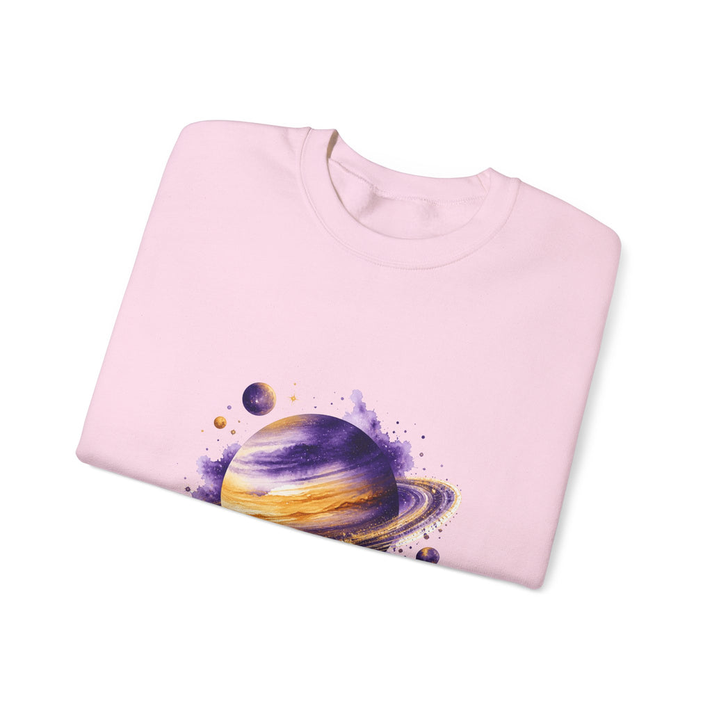 Matching Couple Sweatshirt - Astronaut & Planet Matching Couple Comfort Colors Crew Watercolor Art His Hers Birthday Gift - Design B