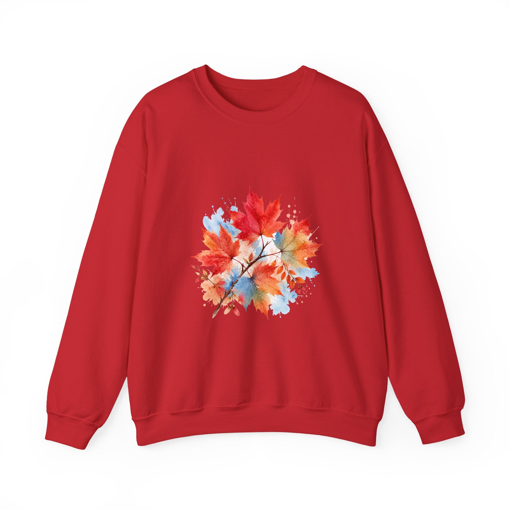 Matching Couple Sweatshirt - Cherry Blossom & Maple Leaf Matching Couple Premium Fleece Sweatshirt Watercolor Art His Hers Birthday Gift - Design B