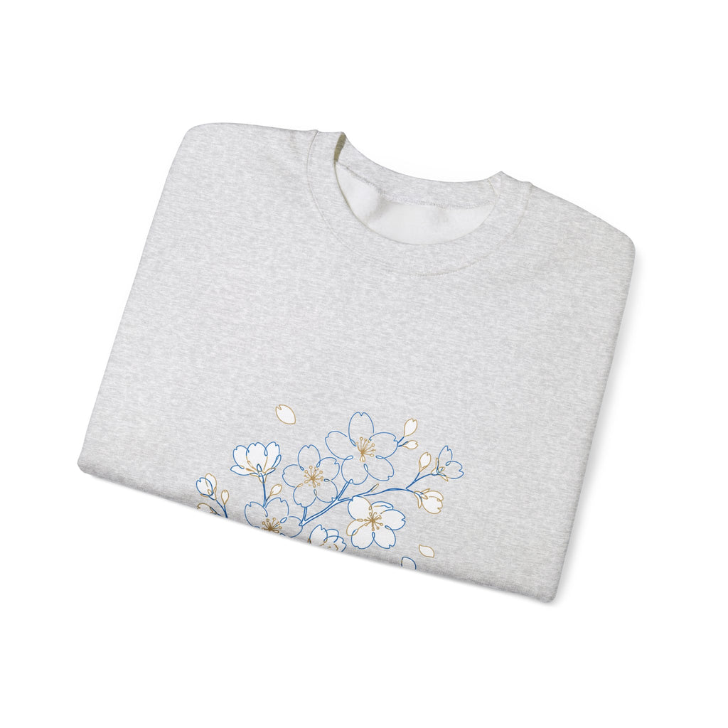 Matching Couple Sweatshirt - Cherry Blossom & Maple Leaf Matching Couple Premium Fleece Sweatshirt Minimalist Art His Hers Christmas Gift - Design A