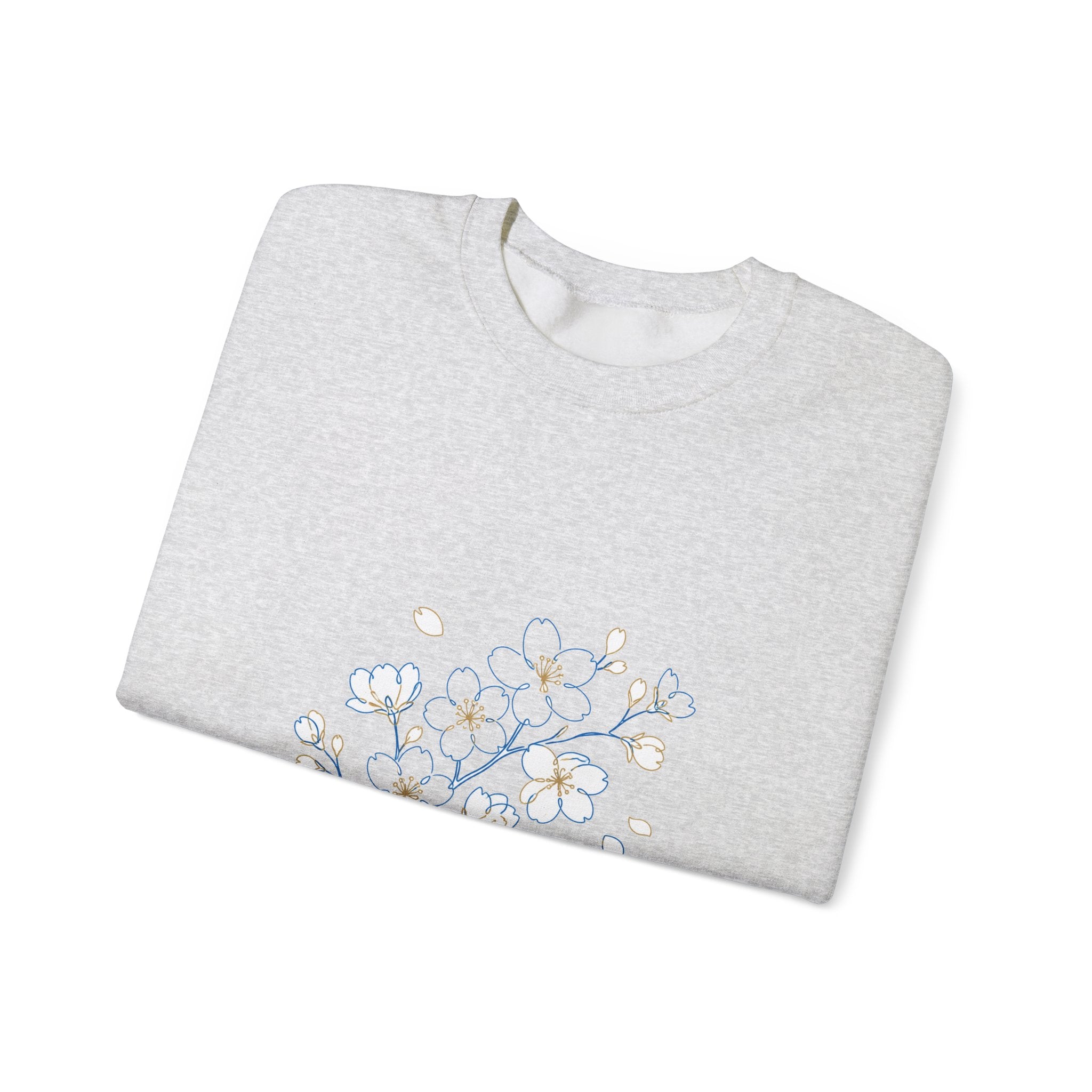 Matching Couple Sweatshirt - Cherry Blossom & Maple Leaf Matching Couple Premium Fleece Sweatshirt Minimalist Art His Hers Christmas Gift - Design A