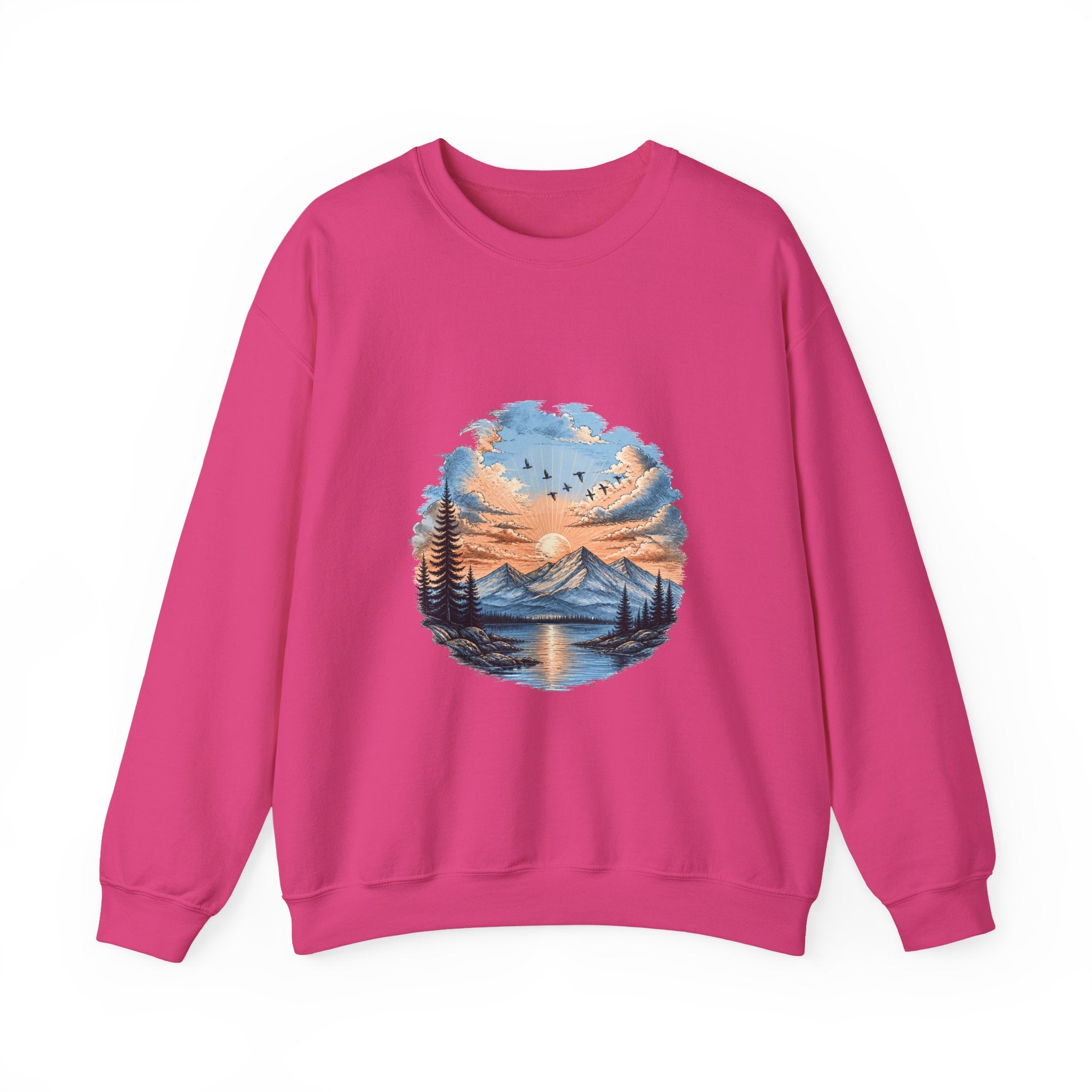 Matching Couple Sweatshirt - Sunrise & Sunset Matching Couple Crewneck Sweatshirt Hand-Drawn Art His Hers Best Friend Gift - Design B