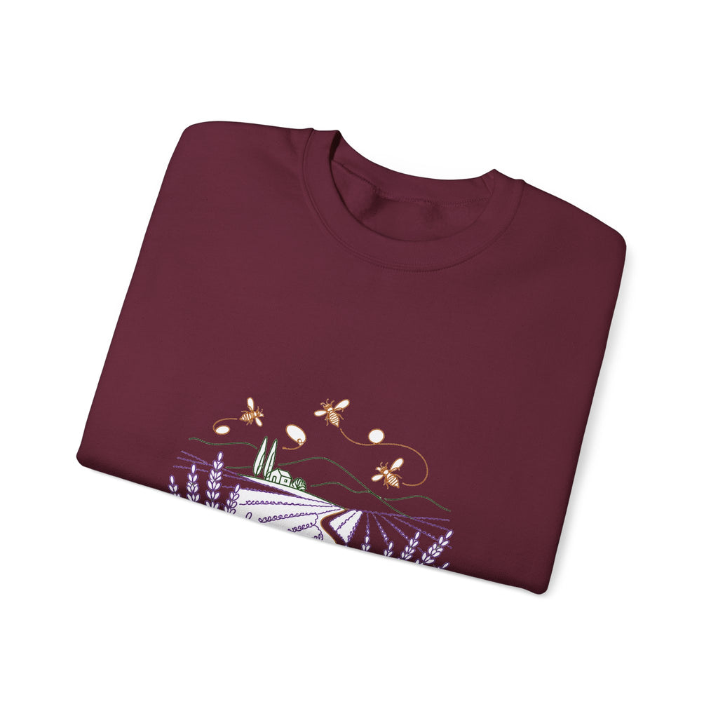 Matching Couple Sweatshirt - Lavender Fields & Canyon Matching Couple Premium Fleece Sweatshirt Minimalist Art His Hers Christmas Gift - Design A