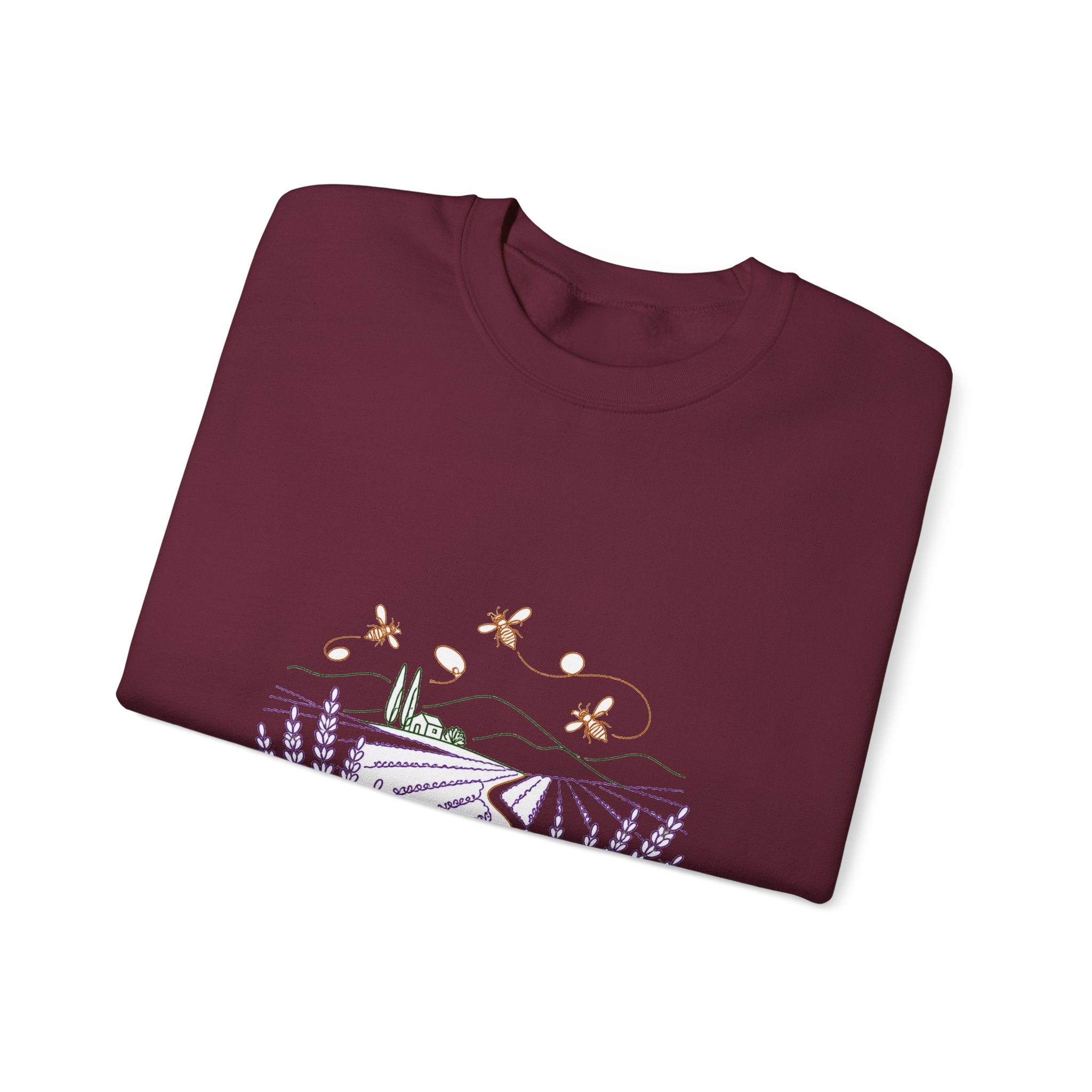 Matching Couple Sweatshirt - Lavender Fields & Canyon Matching Couple Premium Fleece Sweatshirt Minimalist Art His Hers Christmas Gift - Design A