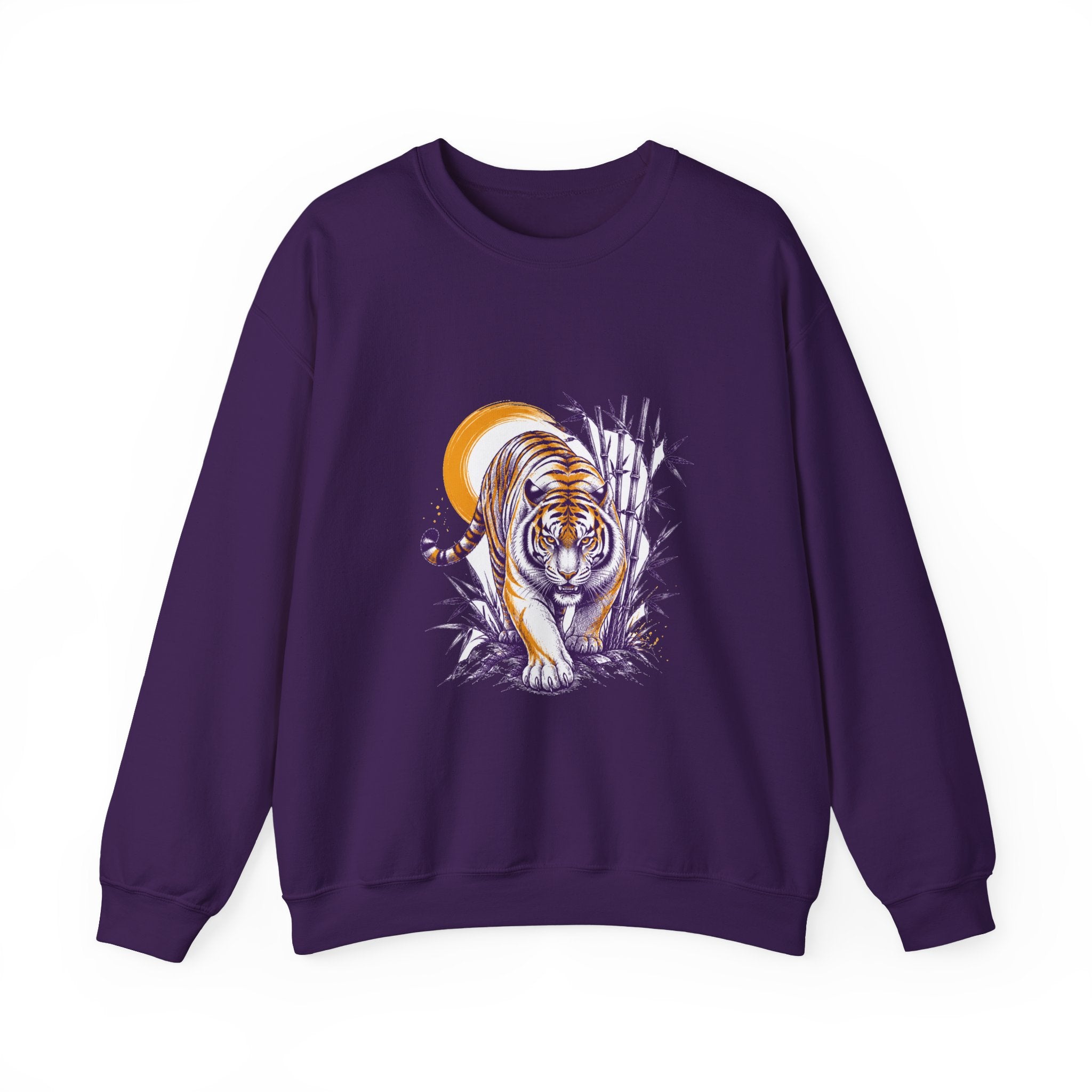 Matching Couple Sweatshirt - Tiger & Crane Matching Couple Premium Fleece Sweatshirt Hand-Drawn Art His Hers Anniversary Gift - Design A