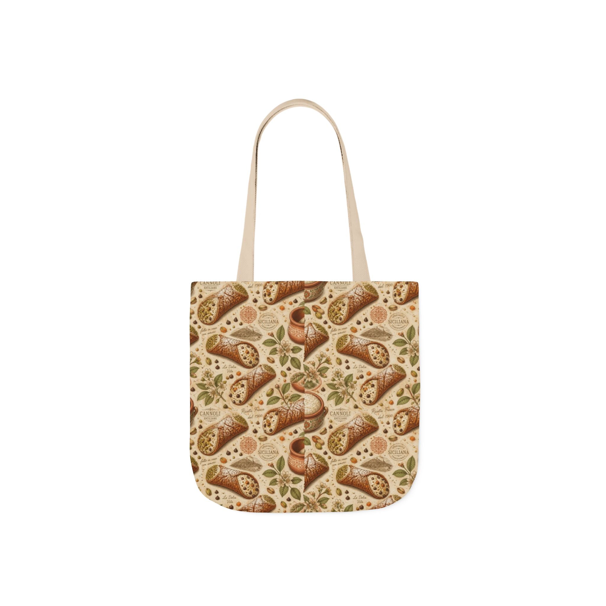 Sicilian Cannoli Canvas Tote Bag Mediterranean Kitchen Botanical Design Italian Cottagecore Gift