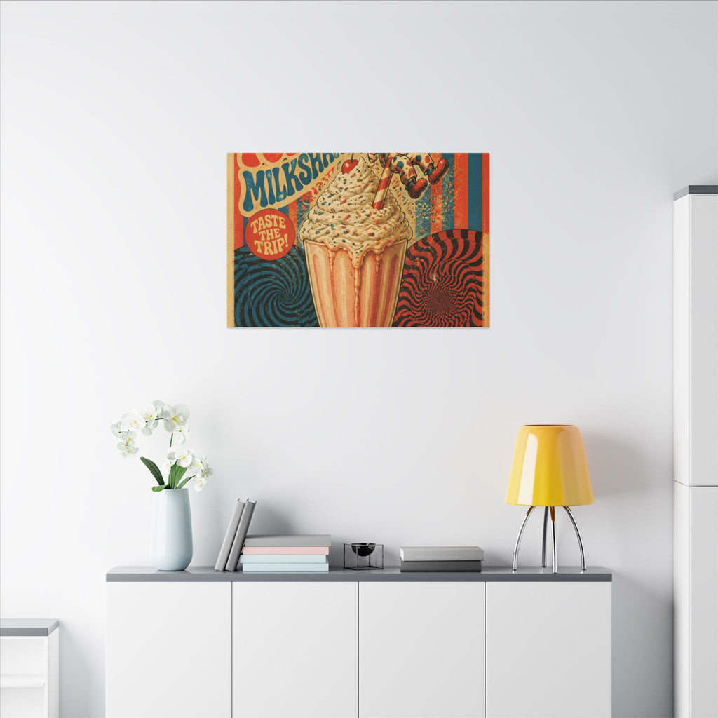 Milkshake Slide Clown Wall Art Canvas 24×36 Psychedelic Dining Room Decor Maximalist Print