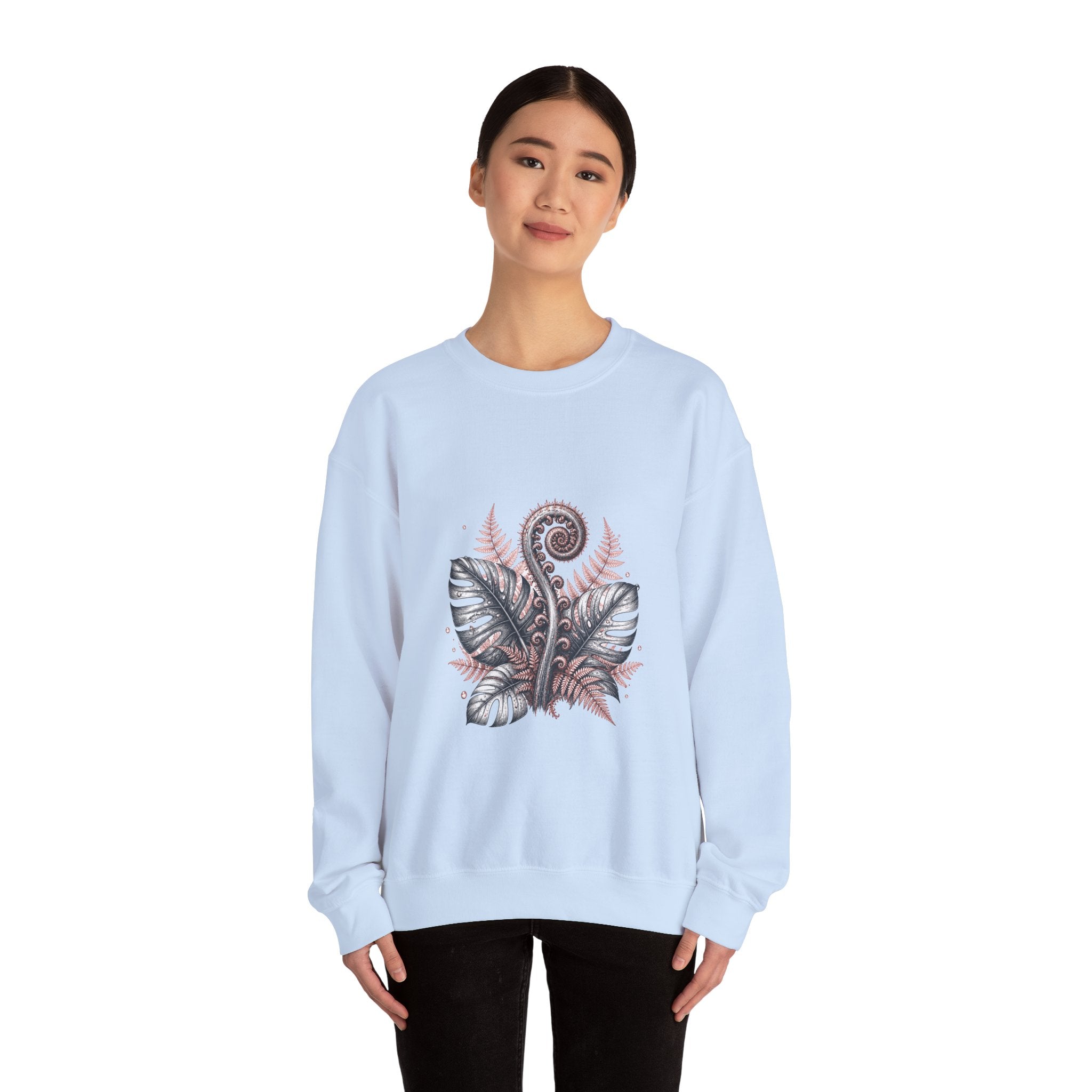 Matching Couple Sweatshirt - Desert & Rainforest Matching Couple Premium Fleece Sweatshirt Hand-Drawn Art His Hers Anniversary Gift - Design B