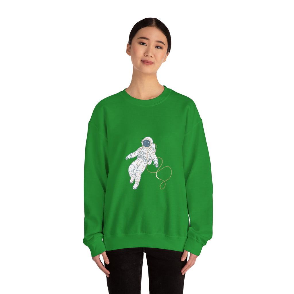 Matching Couple Sweatshirt - Astronaut & Planet Matching Couple Crewneck Sweatshirt Minimalist Art His Hers Valentine Gift - Design A