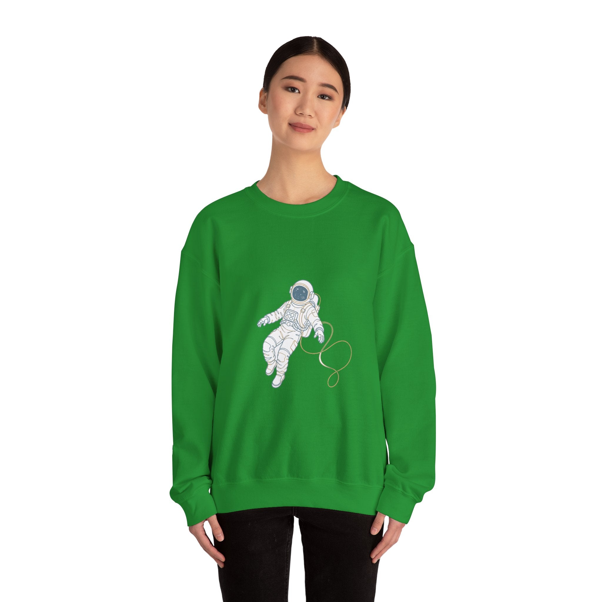 Matching Couple Sweatshirt - Astronaut & Planet Matching Couple Crewneck Sweatshirt Minimalist Art His Hers Valentine Gift - Design A