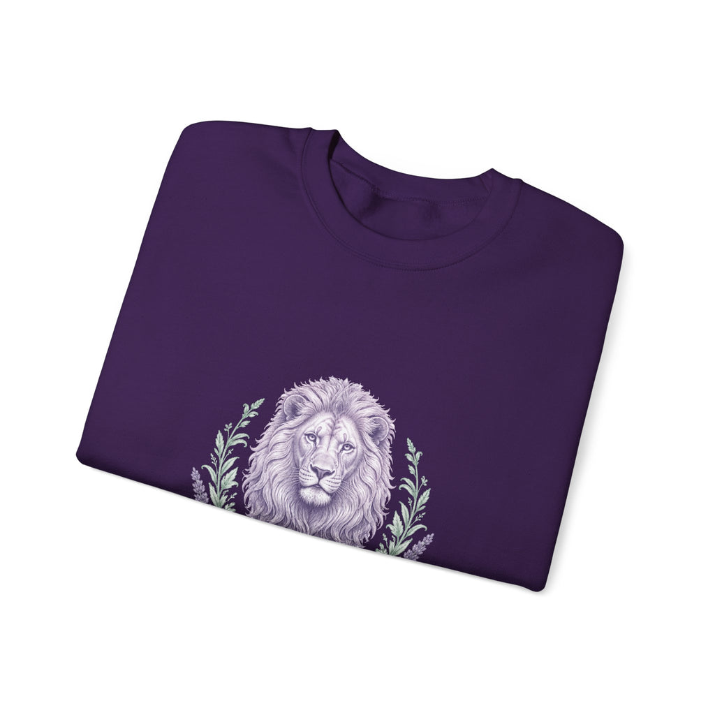 Matching Couple Sweatshirt - Lion & Lamb Matching Couple Crewneck Sweatshirt Vintage Art His Hers Wedding Gift - Design A