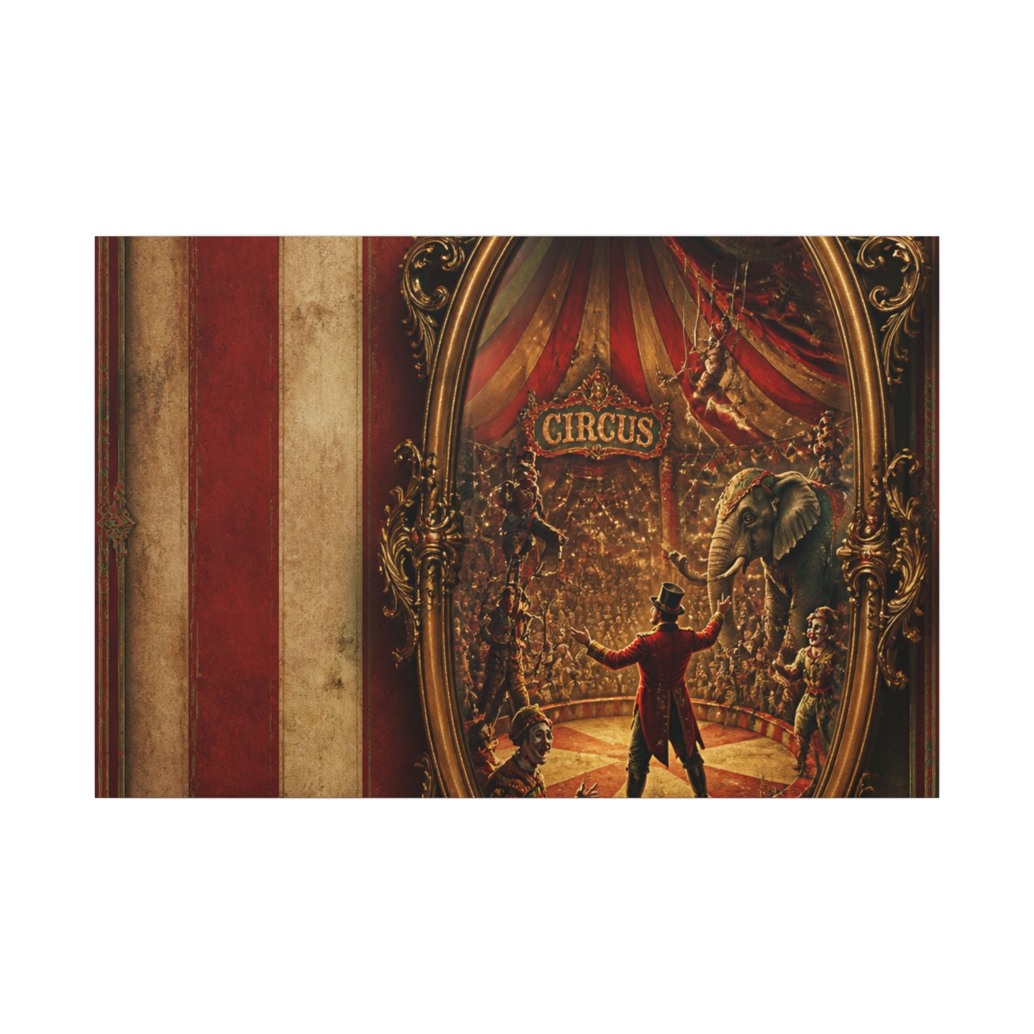 Vintage Mirror Circus Wall Art Canvas 24×36 Baroque Studio Decor Maximalist Print
