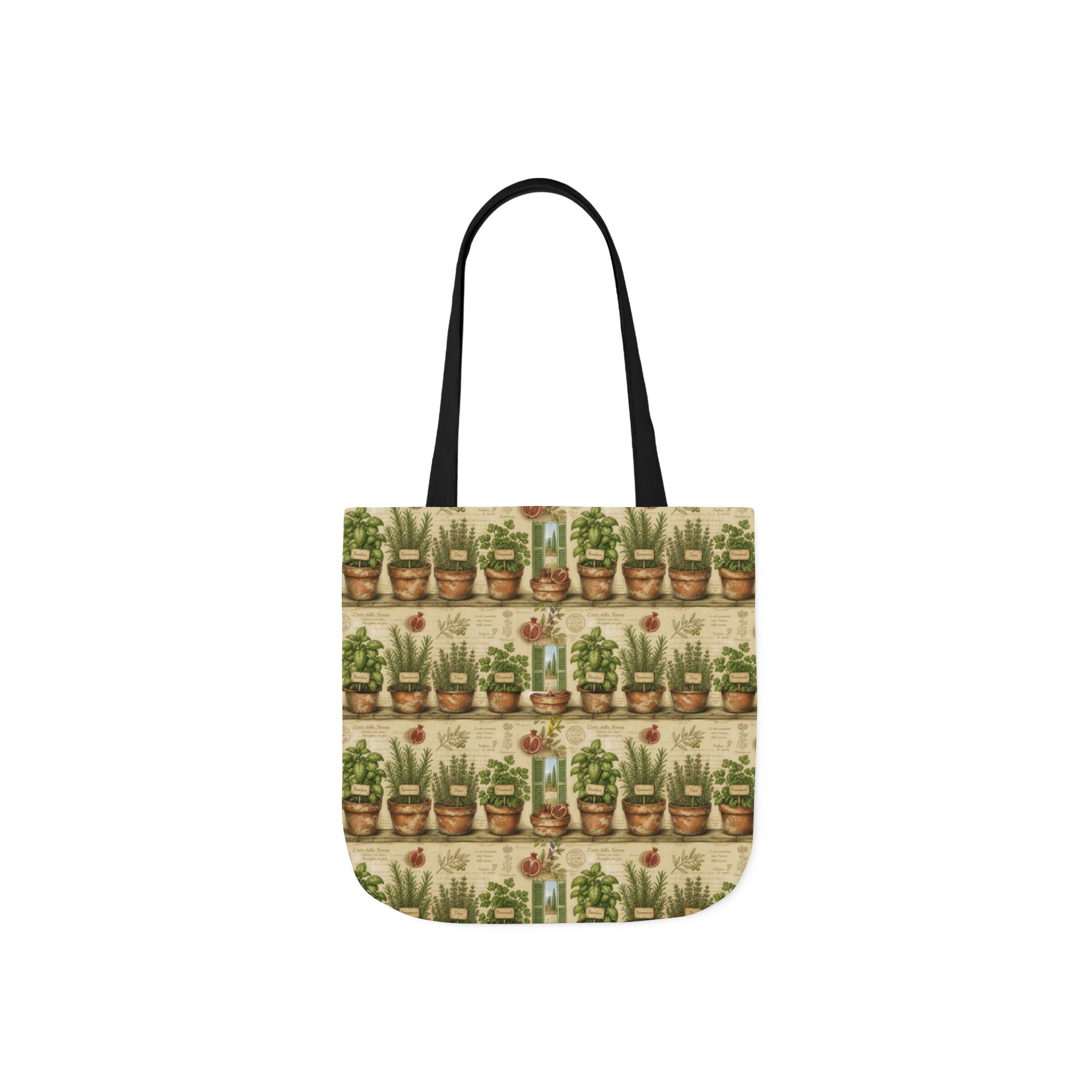 Terracotta Herb Pots Canvas Tote Bag Mediterranean Kitchen Botanical Design Italian Cottagecore Gift