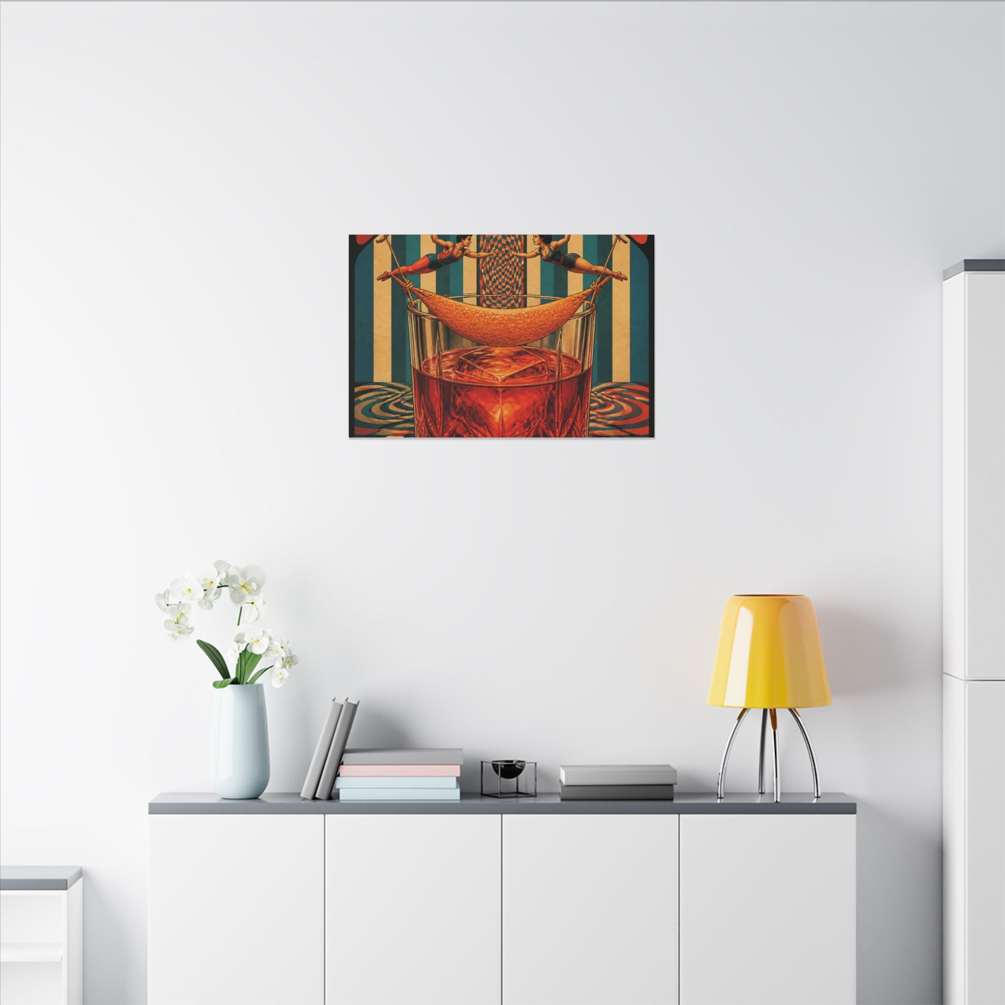 Negroni Trapeze Act Wall Art Canvas 16×20 Psychedelic Cafe Decor Maximalist Print