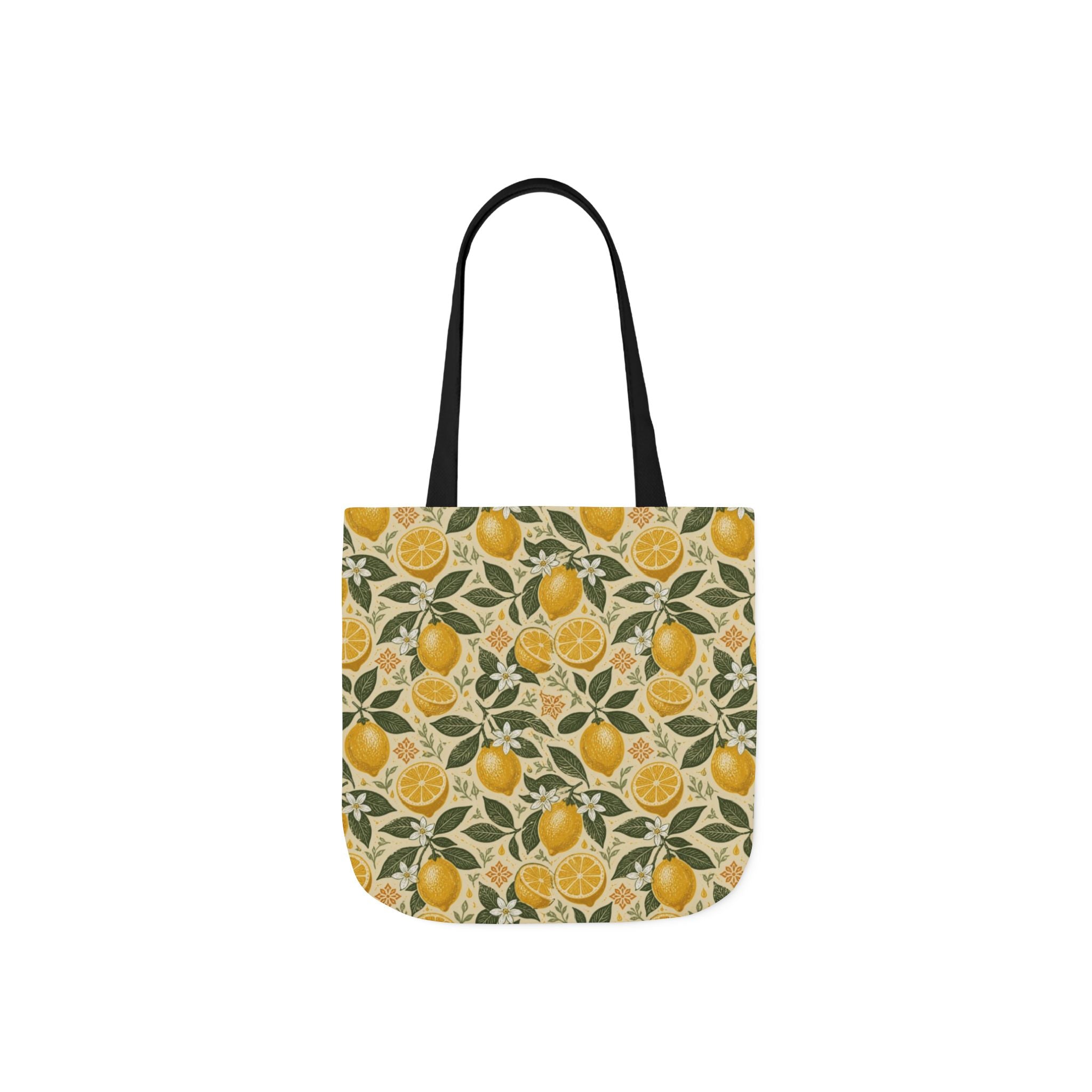 Meyer Lemons Canvas Tote Bag Mediterranean Kitchen Linocut Design Italian Cottagecore Gift