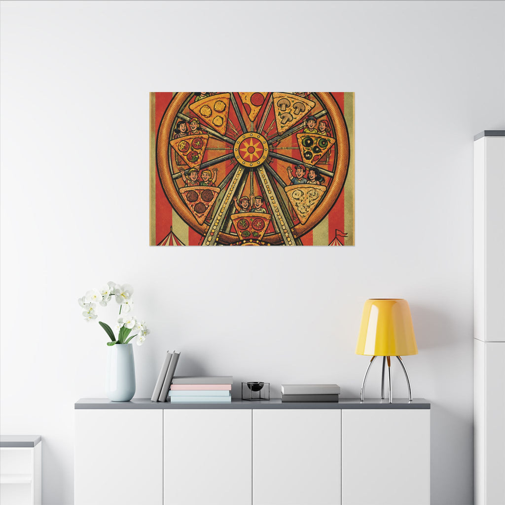 Pizza Ferris Wheel Wall Art Canvas 24×36 Pop Art Restaurant Decor Maximalist Print